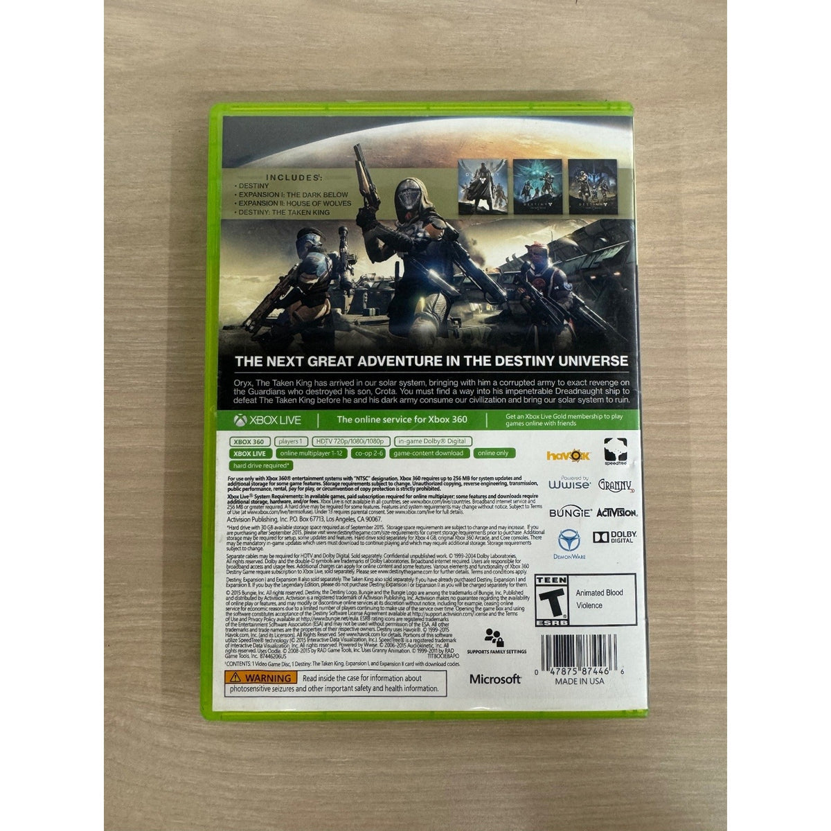Destiny The Taken King Legendary Edition Xbox 360 Video Game FPS