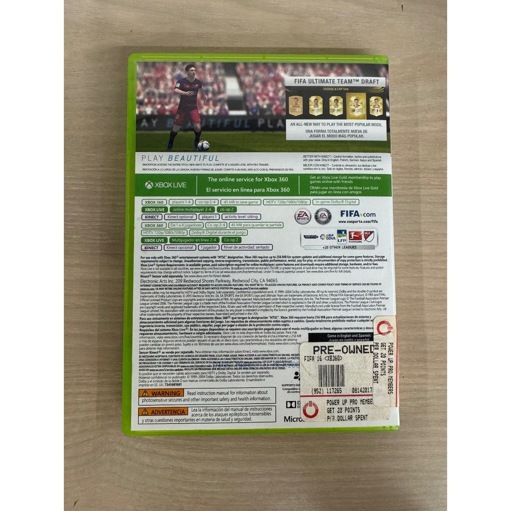 FIFA 16 Xbox 360 Video Game Soccer Sports Xbox Live Kinect Legends