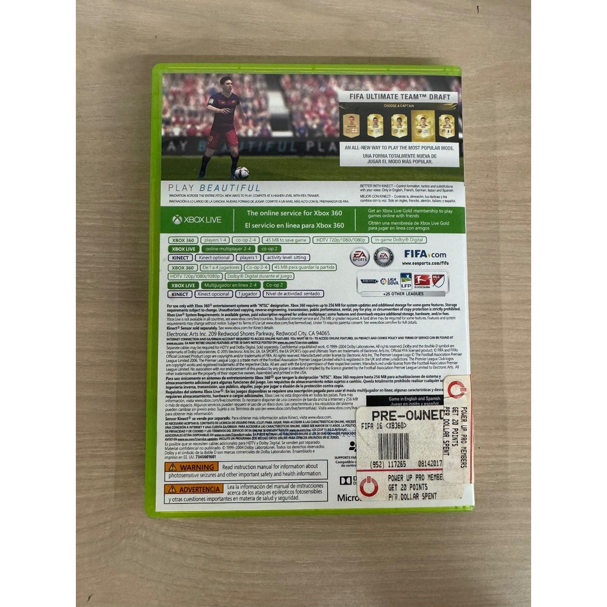 FIFA 16 Xbox 360 Video Game Soccer Sports Xbox Live Kinect Legends