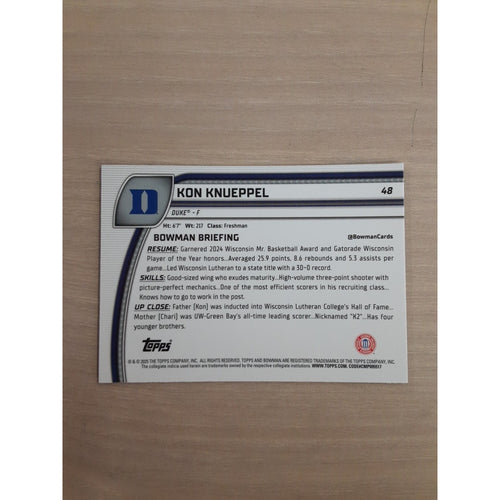 2024-25 Bowman University Chrome Sapphire Edition - Kon Knueppel #48 (RC)
