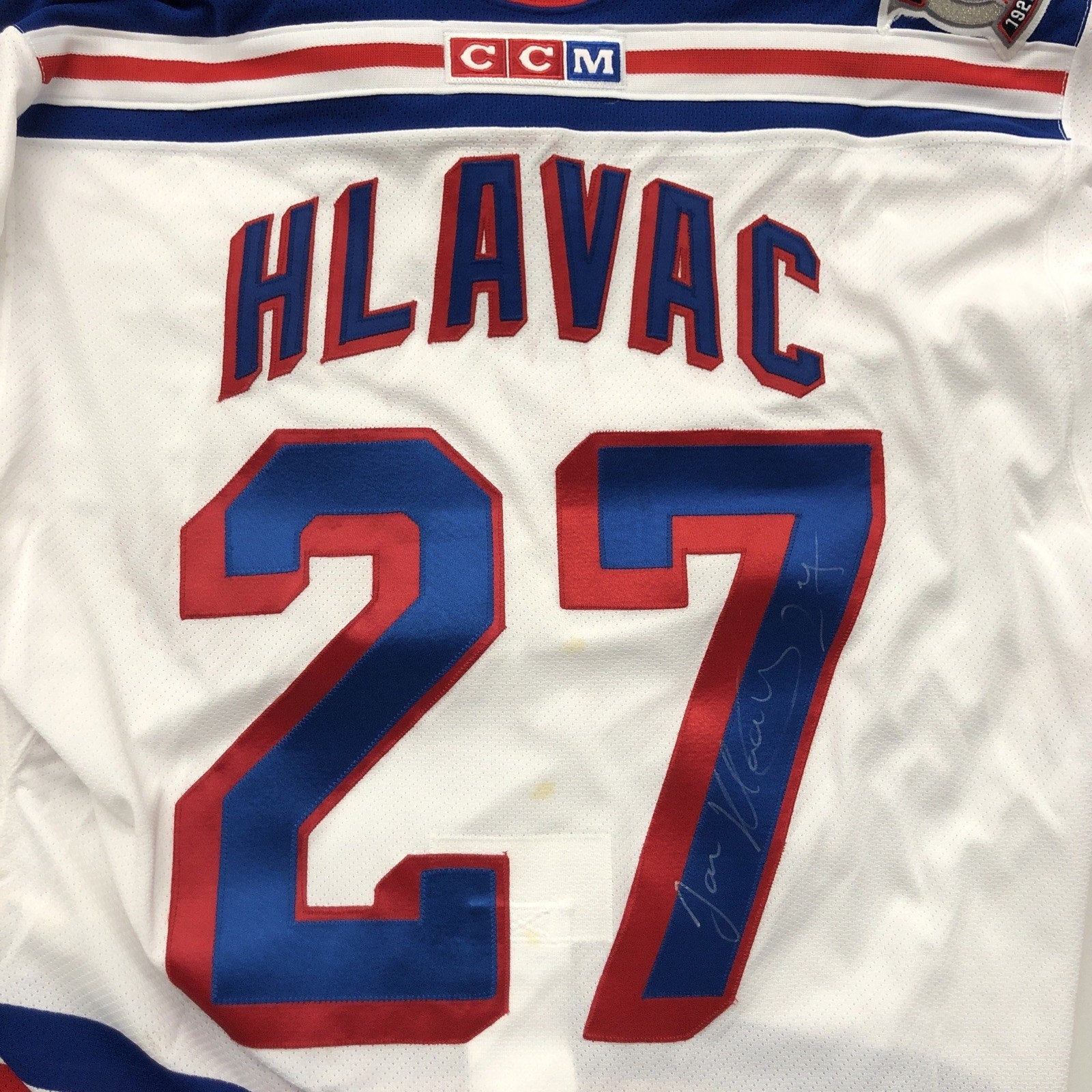 Hlavac Signed New York Rangers CCM Authentic On-Ice Jersey #27 Auto 75th Patch