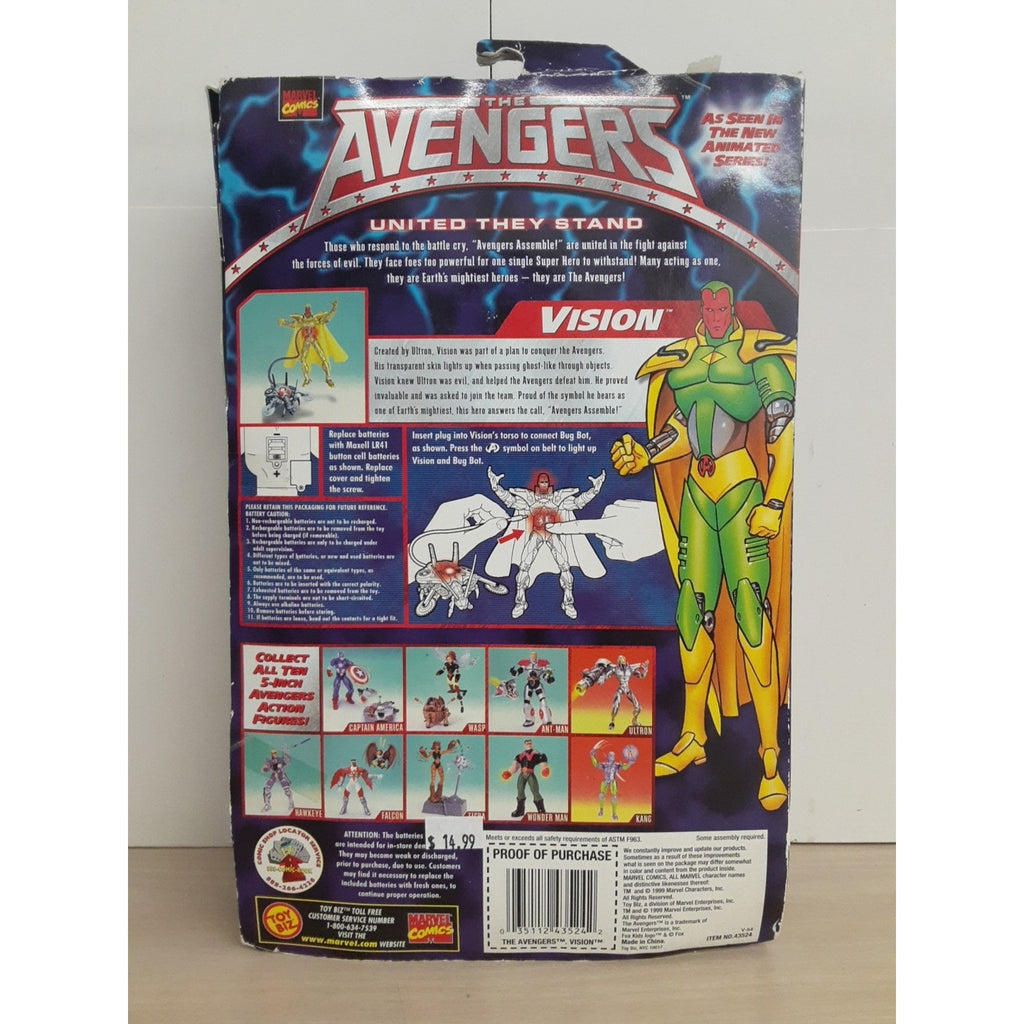 Avengers United They Stand Vision Light Up Action Figure Toy Marvel ToyBiz 1999