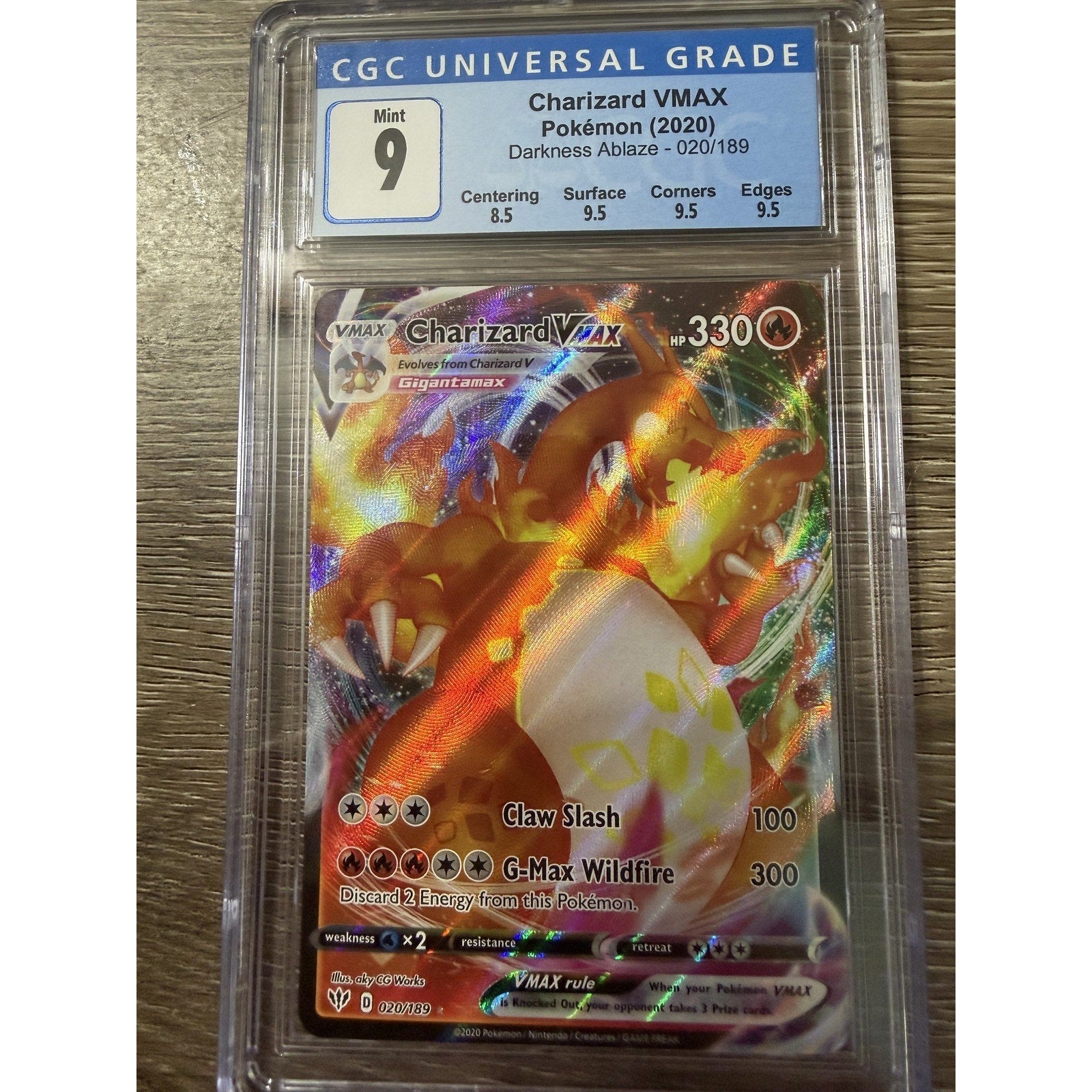 CGC 9 Mint Charizard VMAX 020/189 Darkness Ablaze Pokemon TCG Graded Card