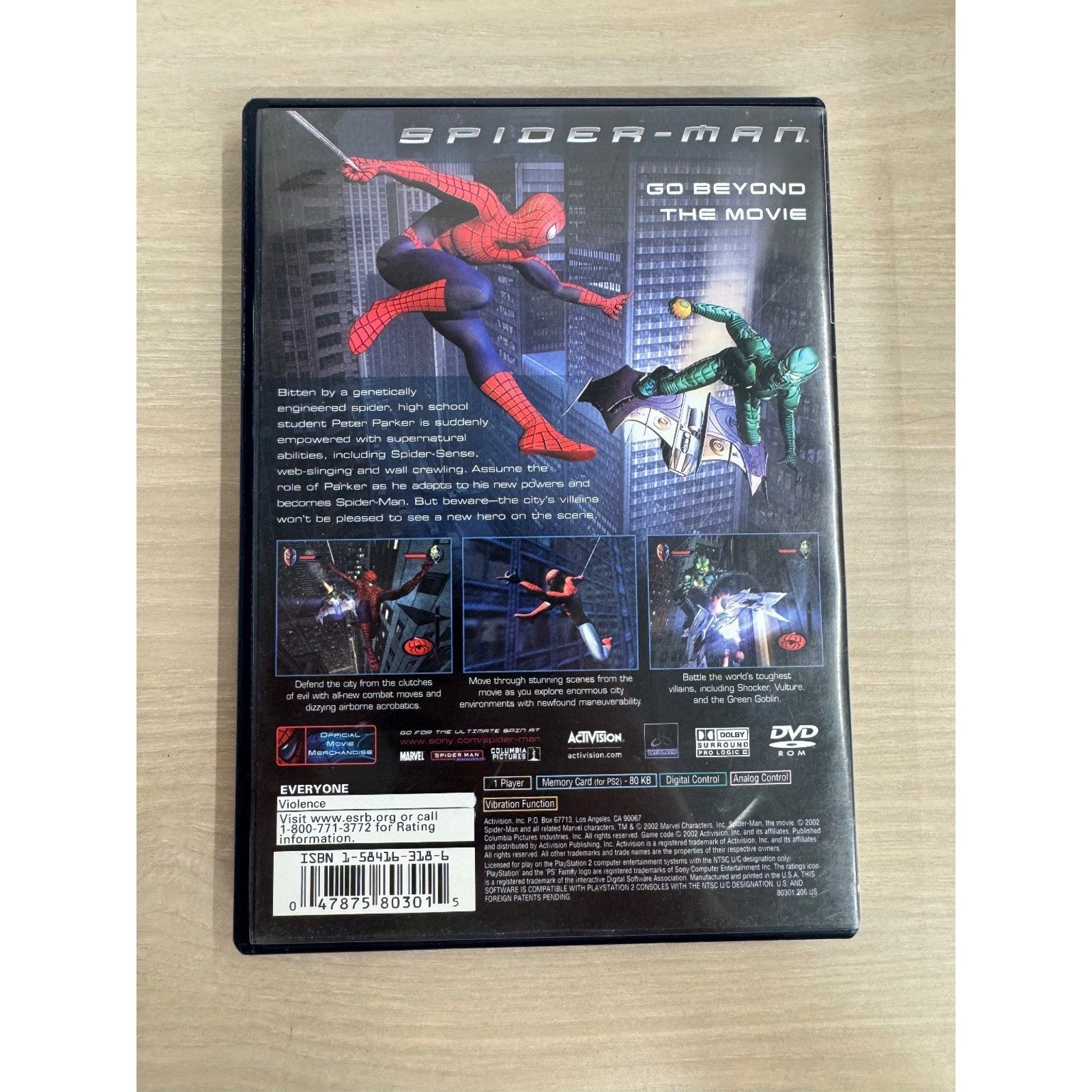 Spider-Man PlayStation 2 PS2 Video Game Action Adventure Activision NTSC U/C