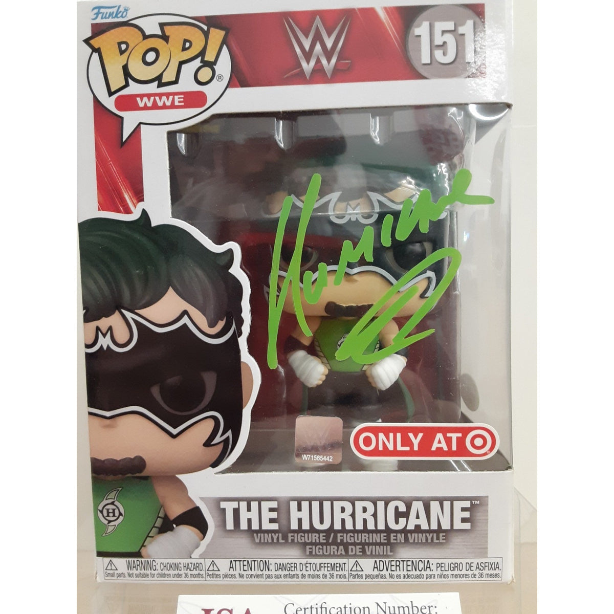 Funko Pop WWE 151 Target Exclusive The Hurricane Signed Autograph JSA COA