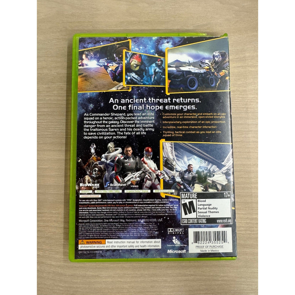 Mass Effect Xbox 360 Video Game RPG Sci-Fi Action Adventure NTSC Xbox Live