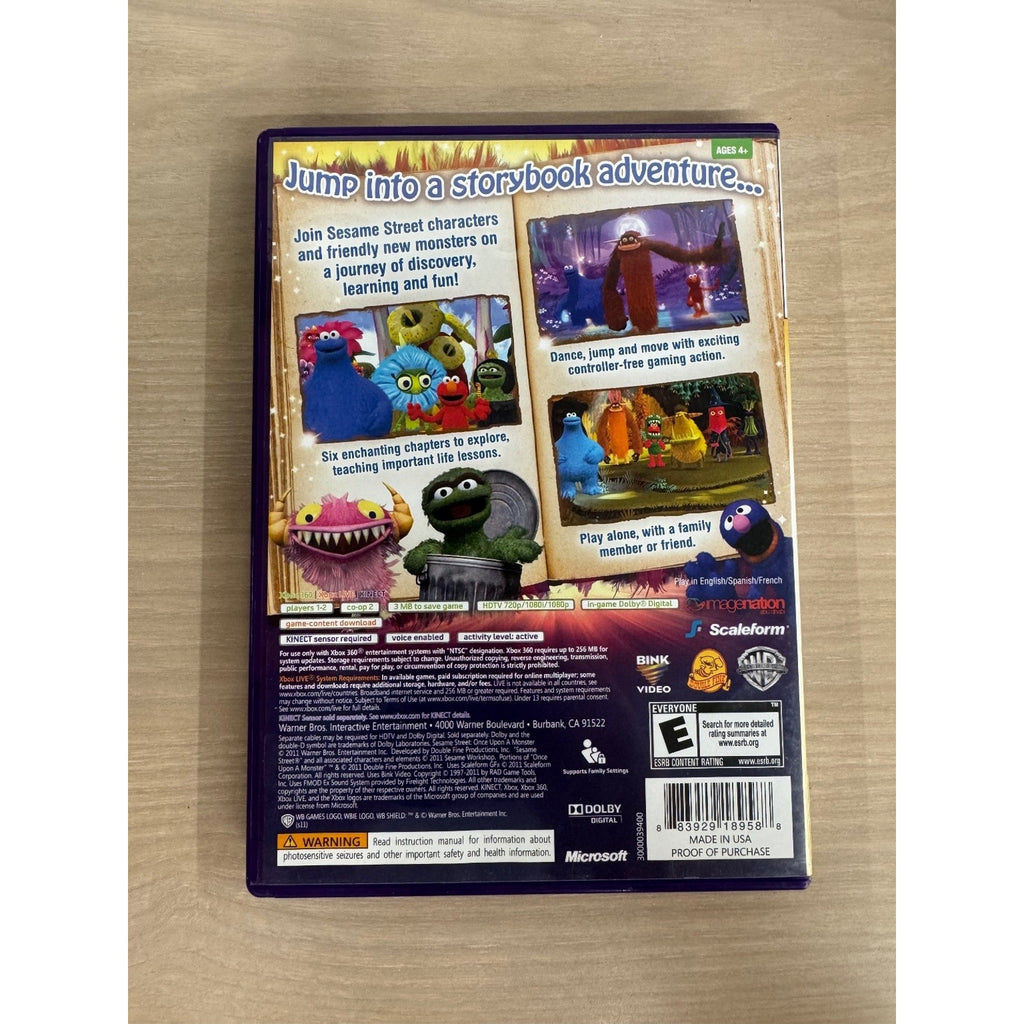Sesame Street Once Upon a Monster Xbox 360 Kinect Video Game Co-op