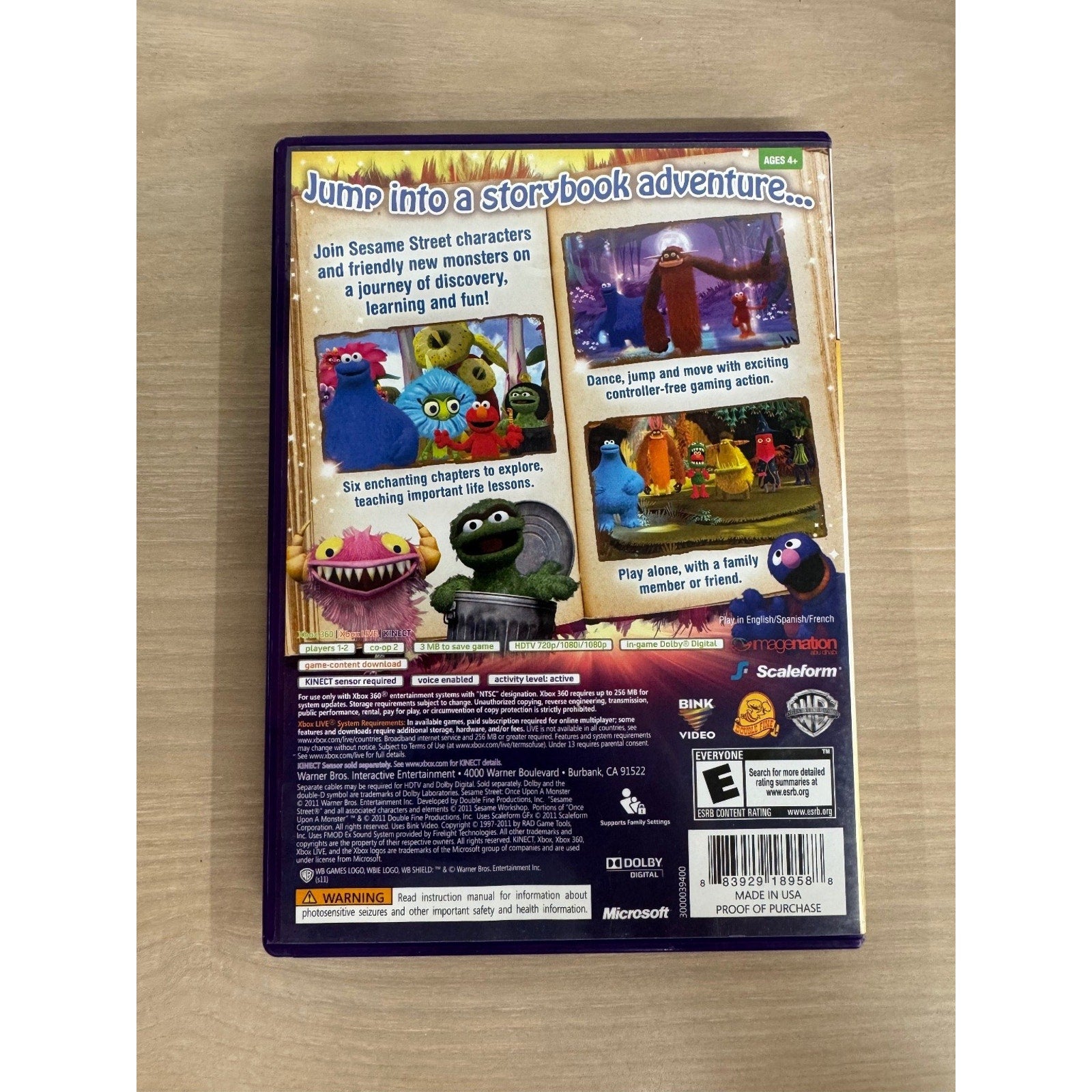 Sesame Street Once Upon a Monster Xbox 360 Kinect Video Game Co-op