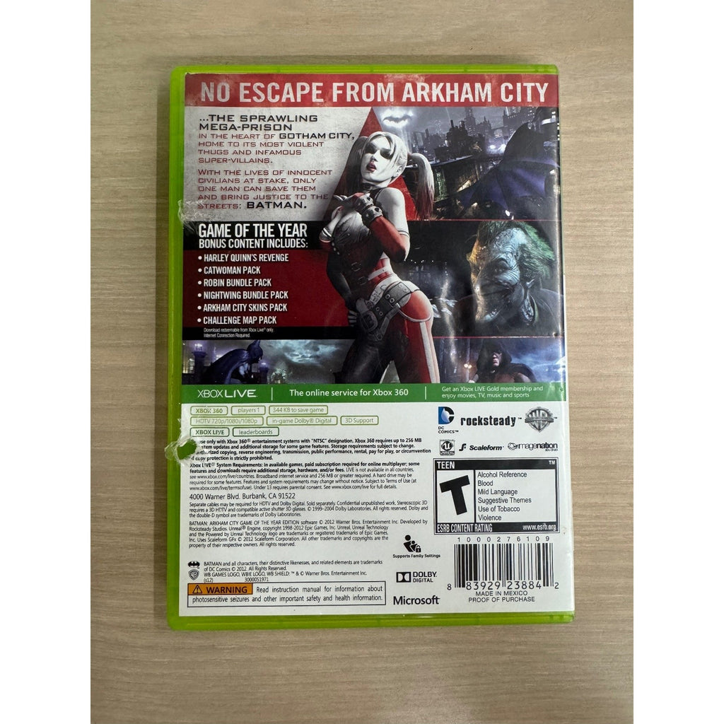 Batman Arkham City Game of the Year Edition Xbox 360 Video Game GOTY NTSC