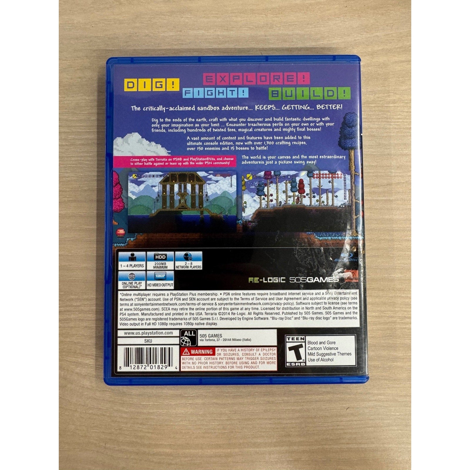 Terraria Standard Edition PS4 Video Game Sandbox Adventure Dig Build