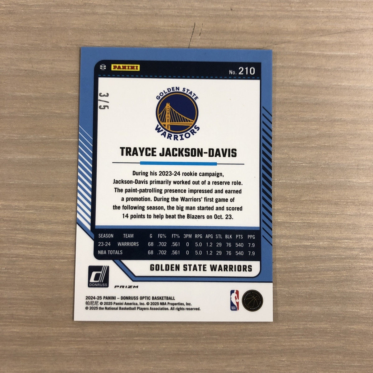 2024-25 Panini Donruss Optic Basketball Trayce Jackson-Davis Green Glitter /5