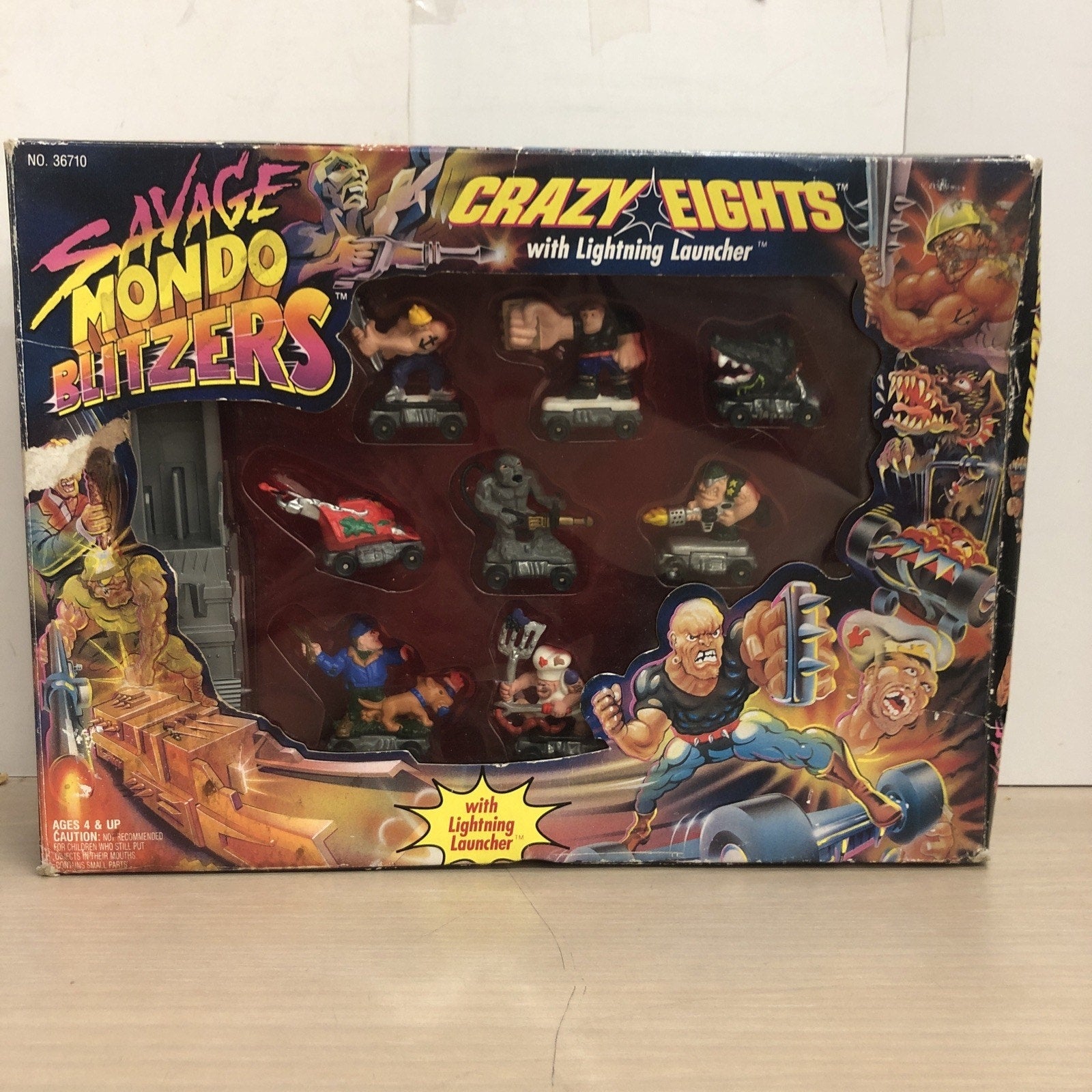 1992 Kenner Crazy Eights Savage Mondo Blitzers With Lighting Launcher Box