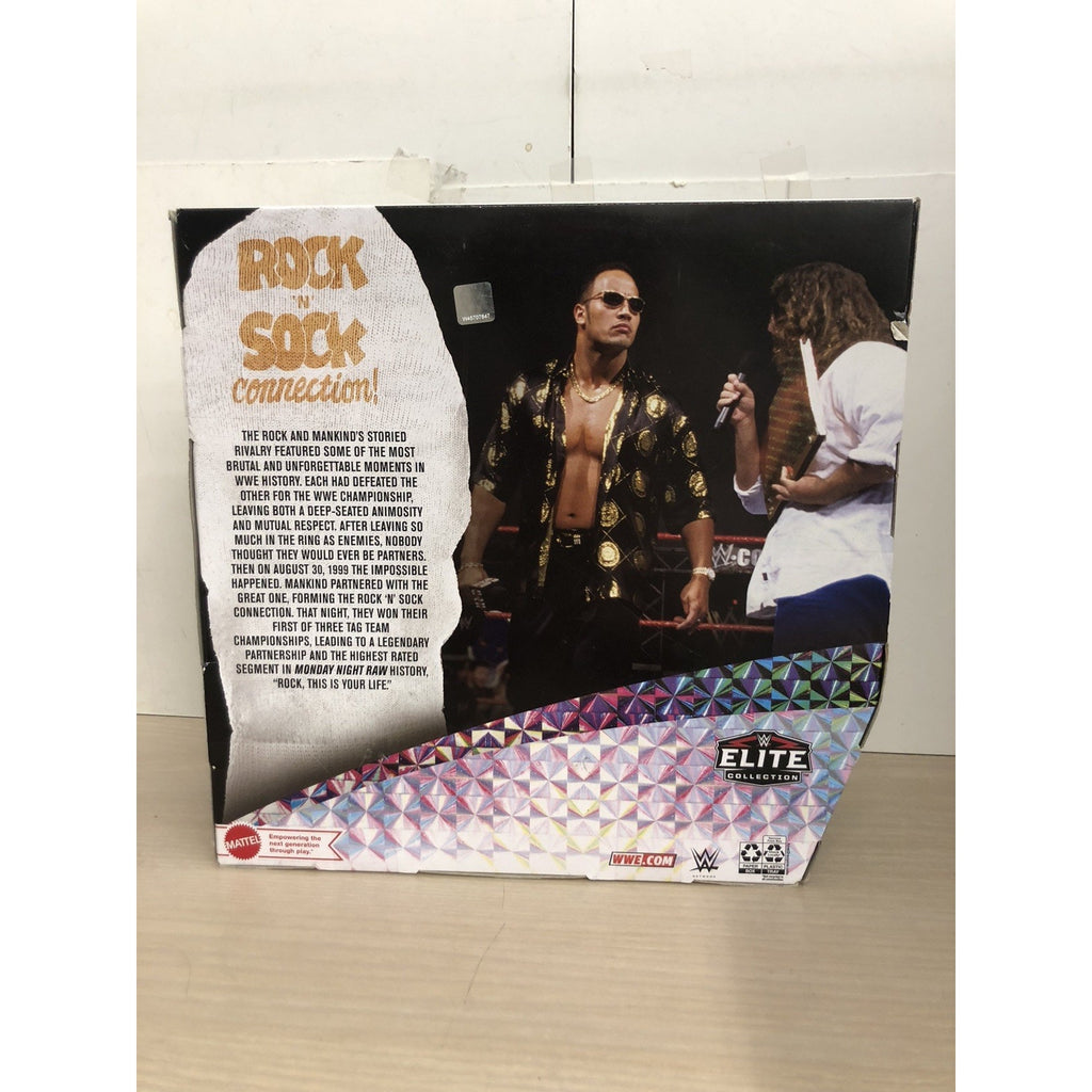 WWE Elite 2-Pack Rock & Mankind Rock & Sock Connection Signed By Mick Foley PSA