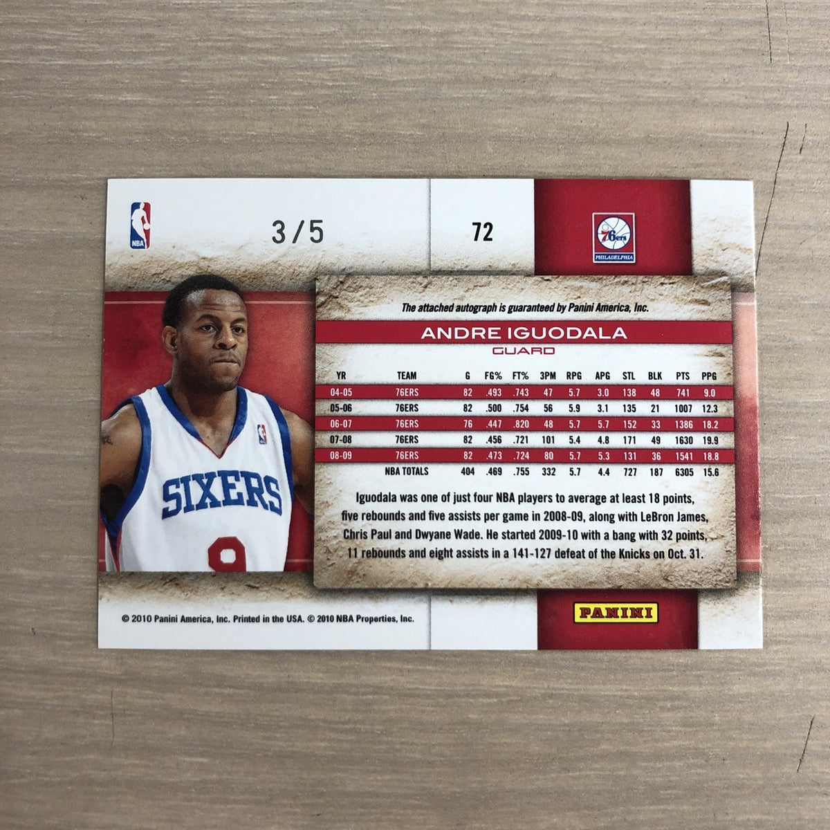 2009-10 Panini Studio Andre Iguodala Proof Auto /5
