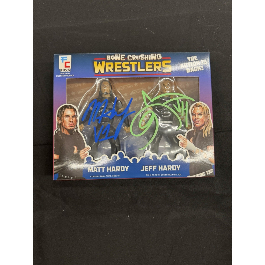 FC Toys Bone Crushing Wrestlers Matt Jeff Hardy Figures BCA Lot 1/500 Signed COA