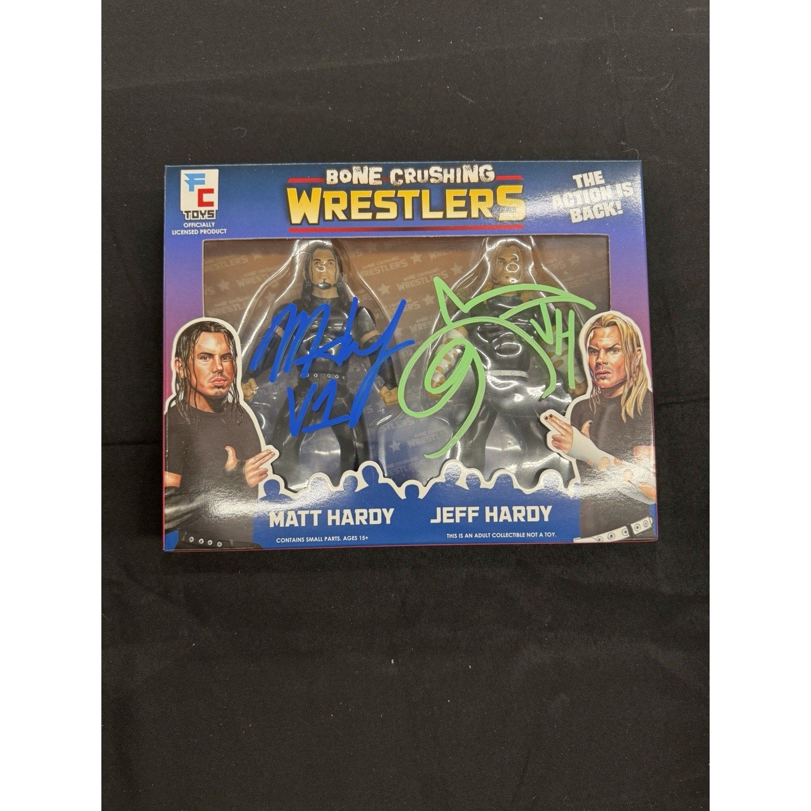 FC Toys Bone Crushing Wrestlers Matt Jeff Hardy Figures BCA Lot 1/500 Signed COA