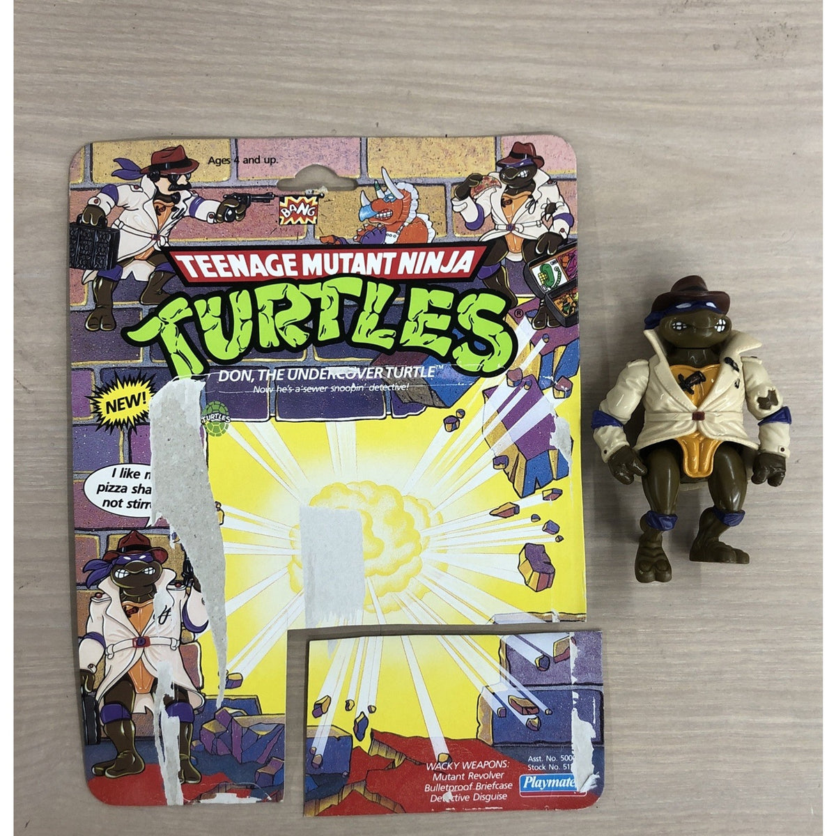 1990 TMNT Undercover Don Donatello Figure + Cardback