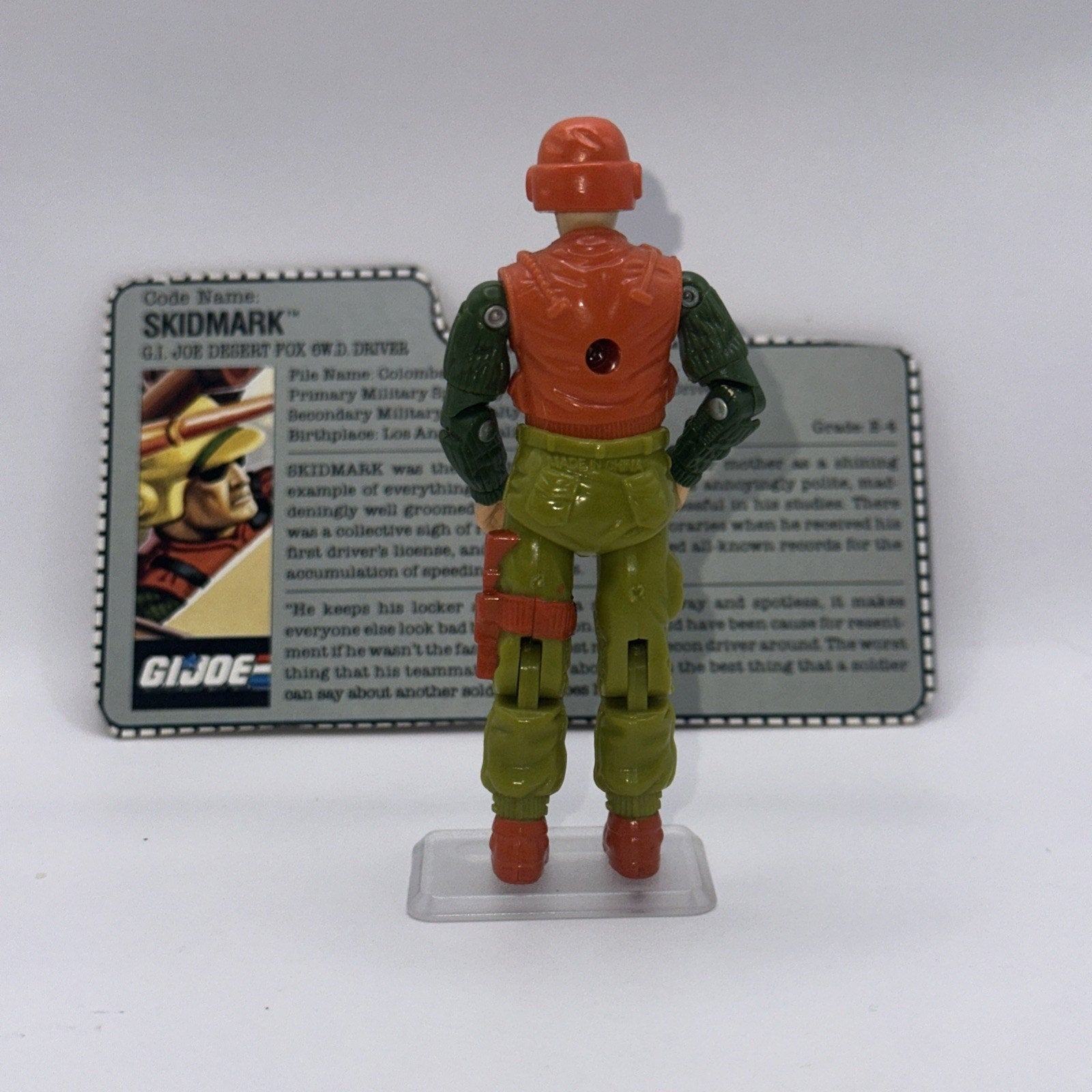 Vintage GI Joe Skidmark Complete 3.75" Action Figure Desert Fox Driver 1988 ARAH