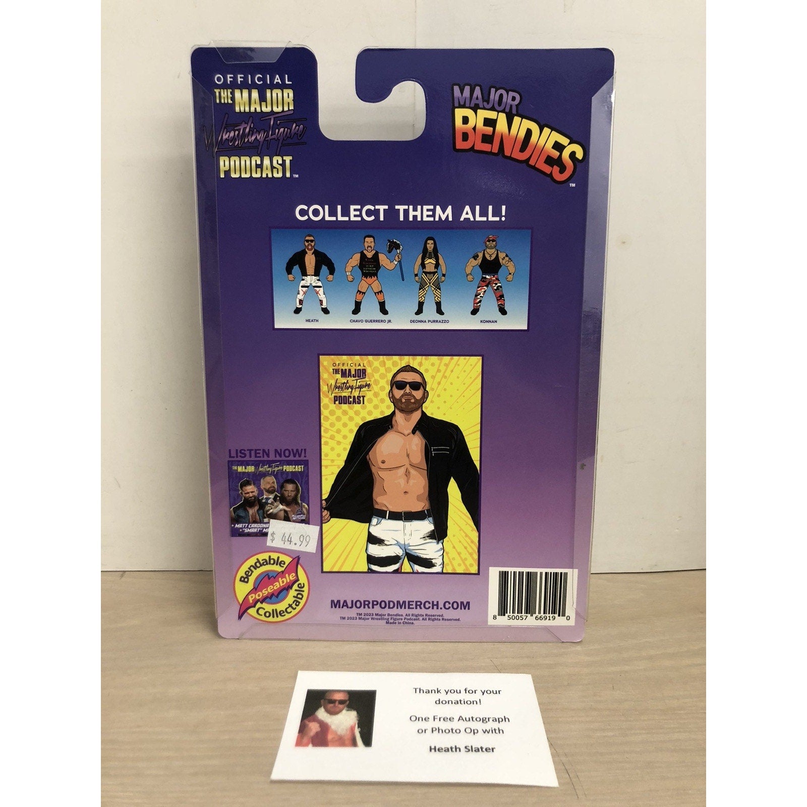 Signed Heath Major Wrestling Figure Podcast Bendies Autographed WWE Series 5