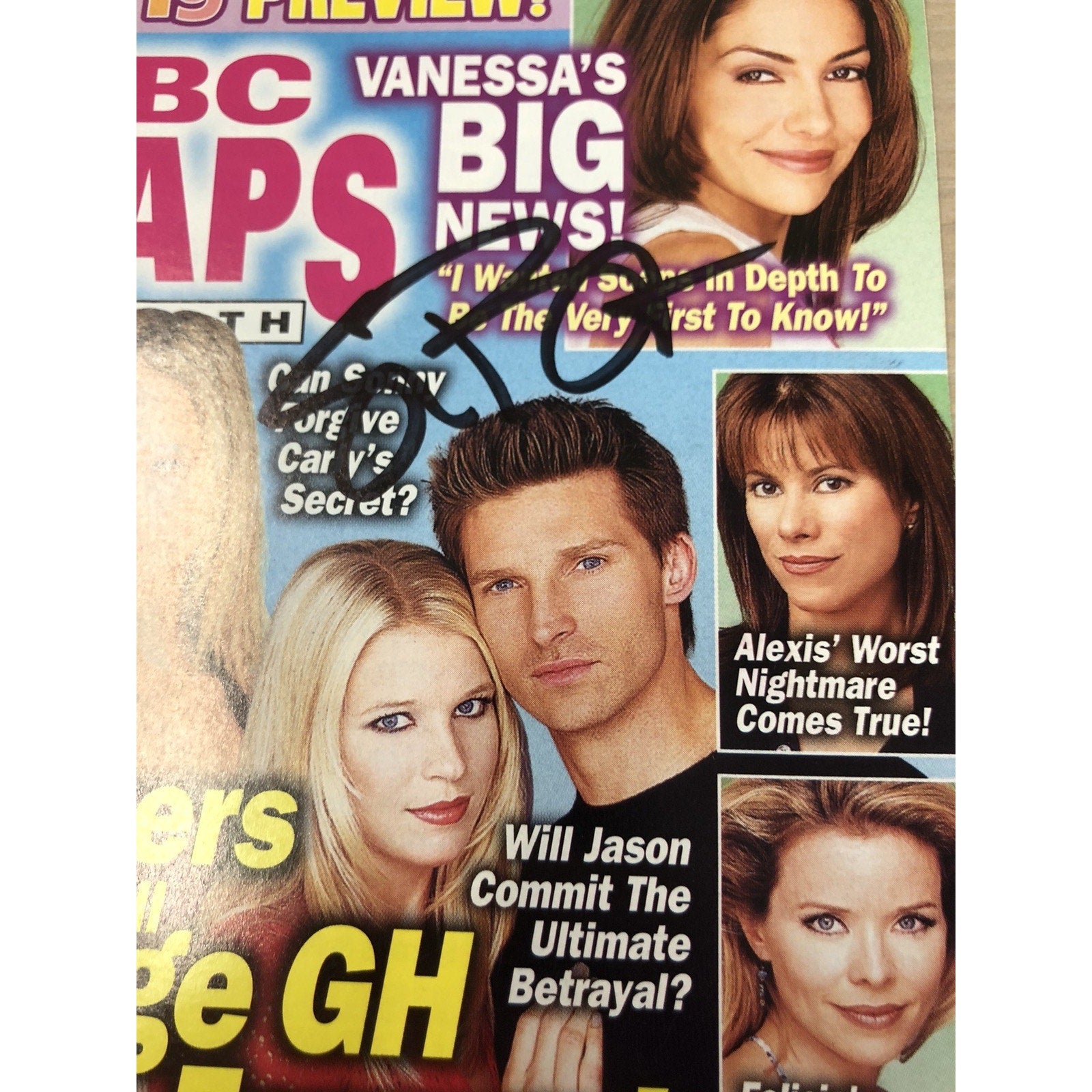 STEVE BURTON SIGNED ABC Soaps in Depth April 1, 2003 General Hospital AUTO CoA