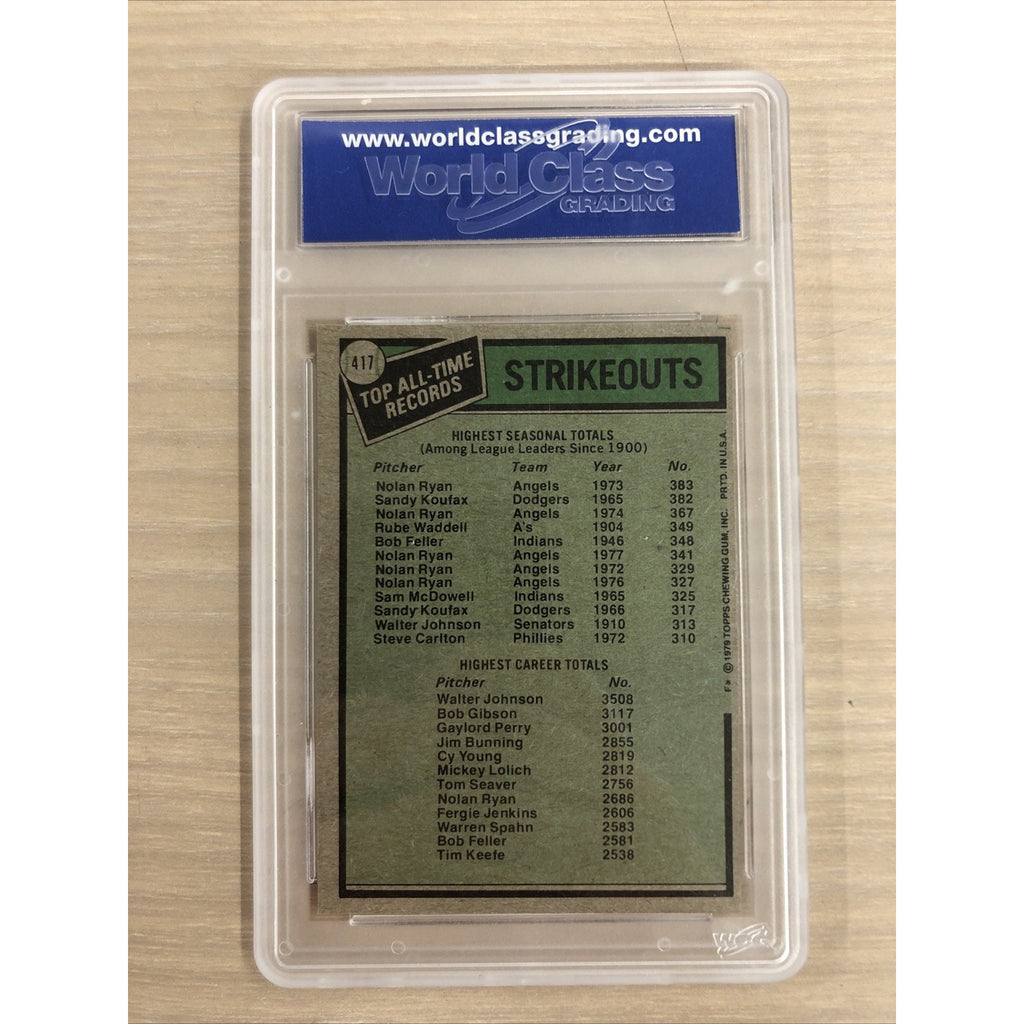 1979 Topps Nolan Ryan Walter Johnson All-Time Record Holders WCG 10