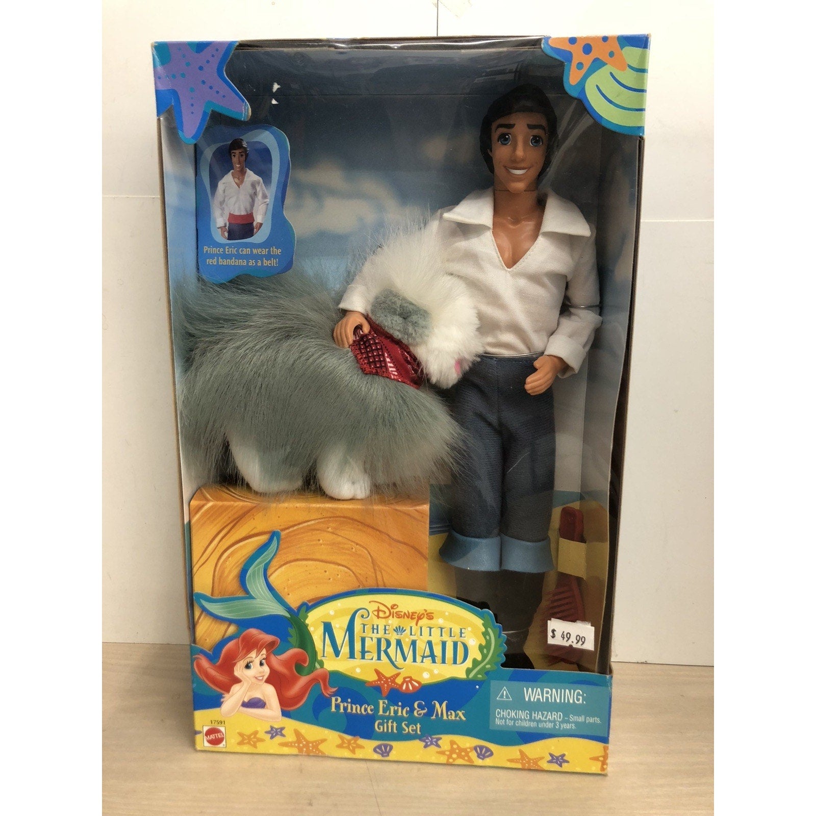 Mattel VTG 1997 Disney's The Little Mermaid Prince Eric and Max Gift Set New