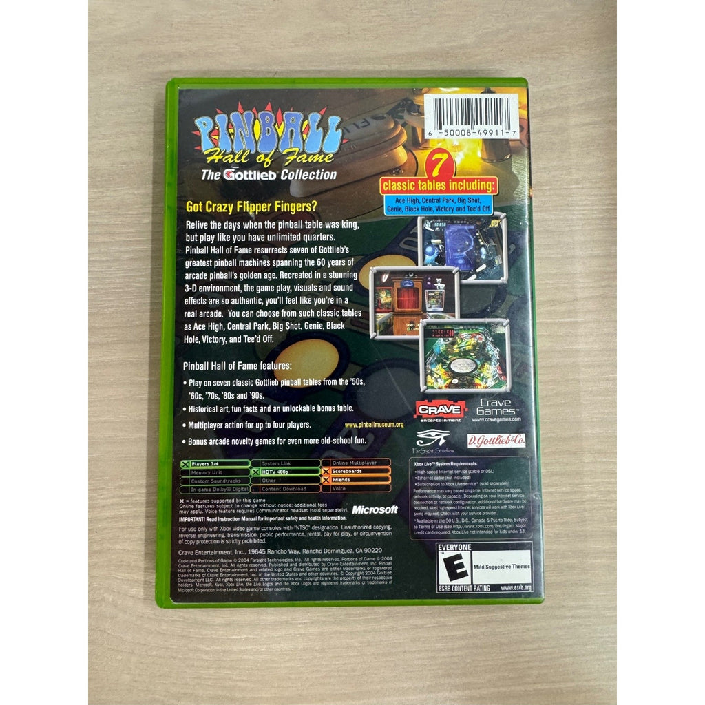 Pinball Hall of Fame The Gottlieb Collection Xbox Video Game Multiplayer