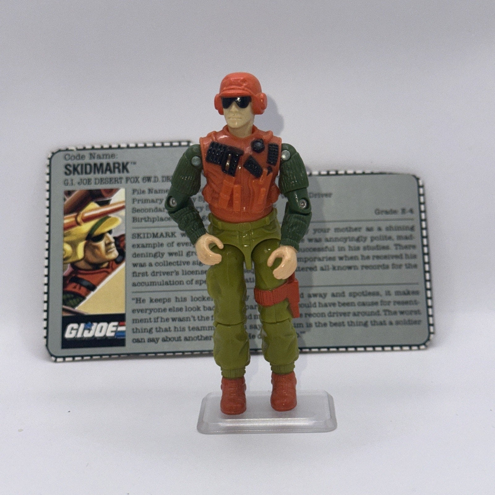 Vintage GI Joe Skidmark Complete 3.75" Action Figure Desert Fox Driver 1988 ARAH