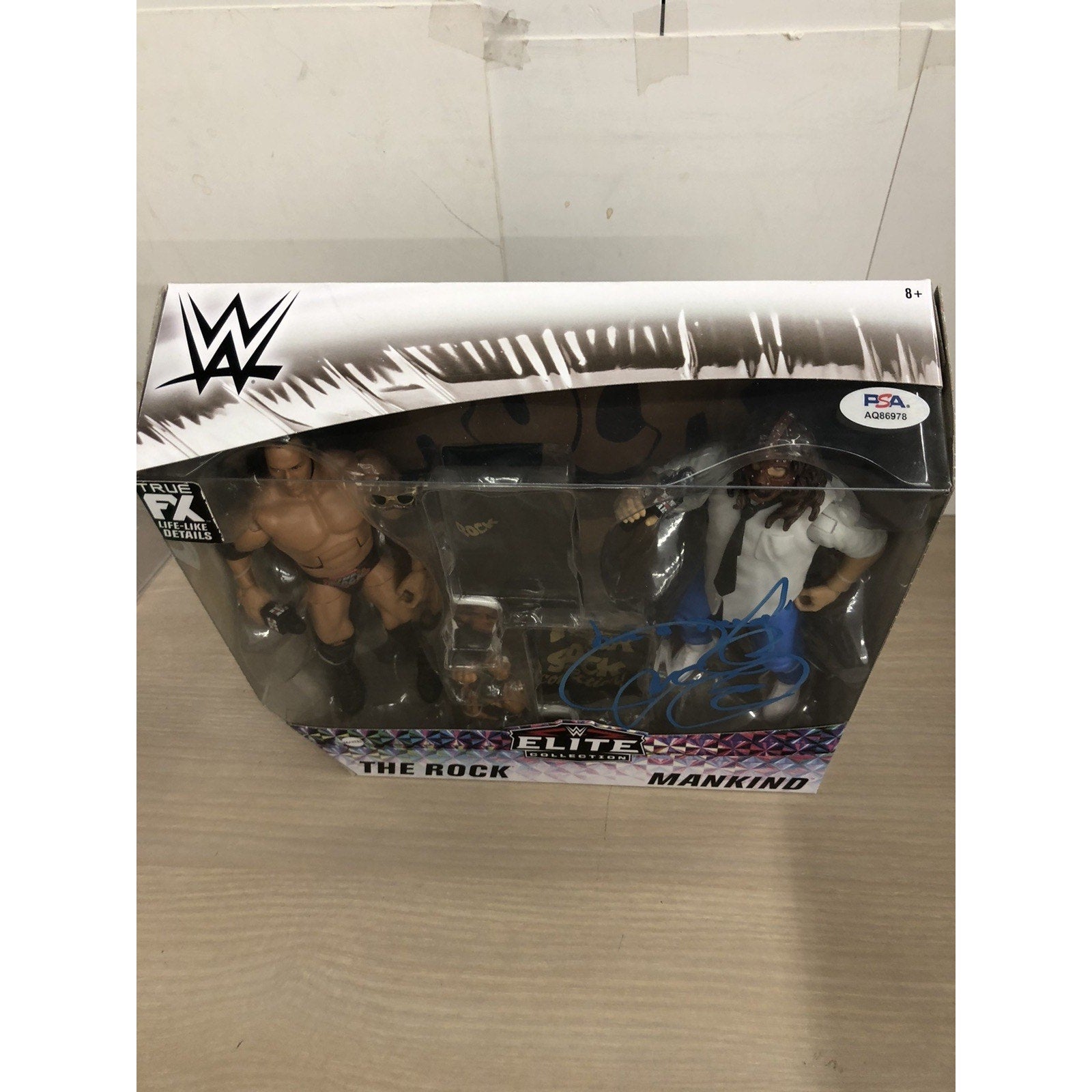 WWE Elite 2-Pack Rock & Mankind Rock & Sock Connection Signed By Mick Foley PSA