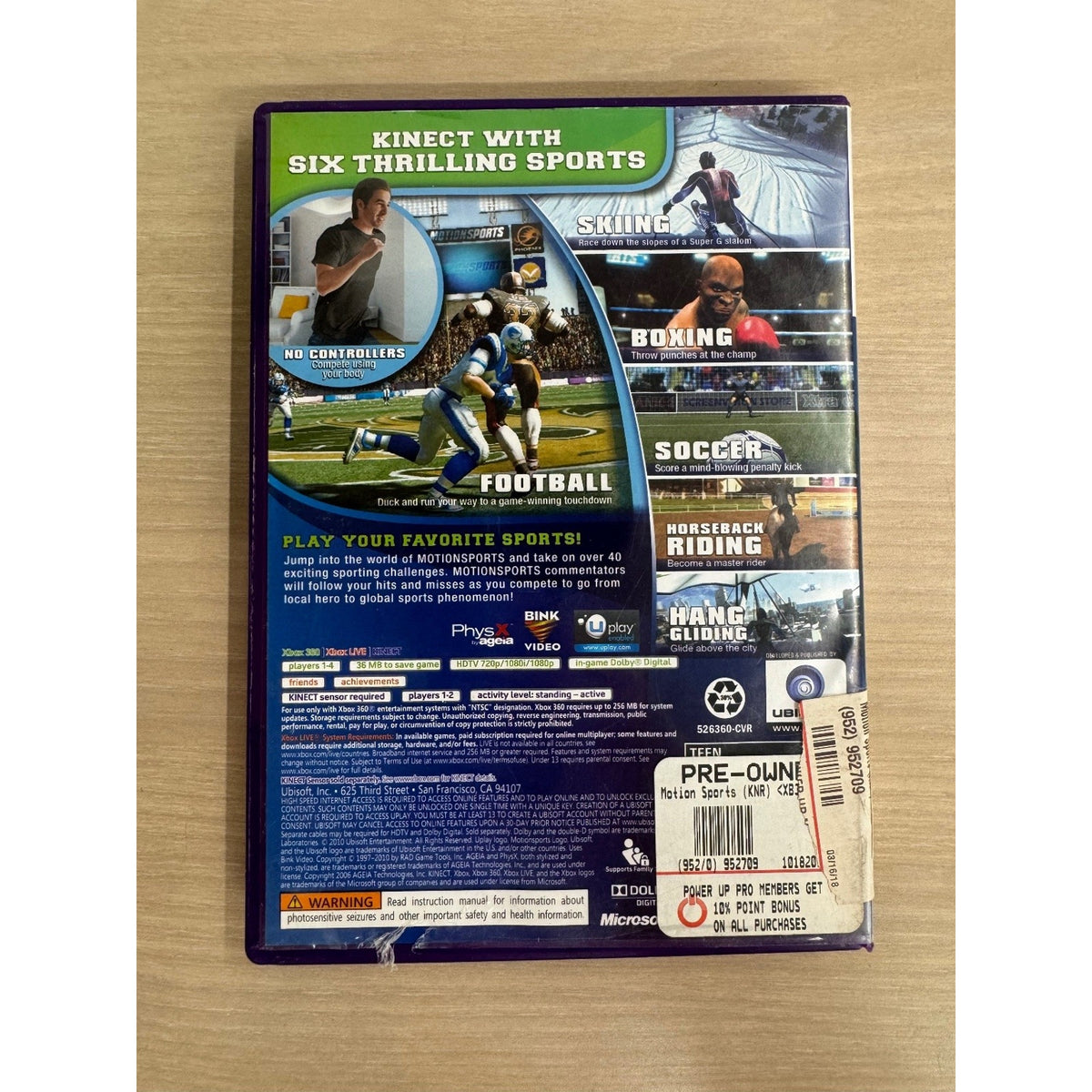MotionSports: Play For Real Xbox 360 Video Game Kinect Multiplayer Sports