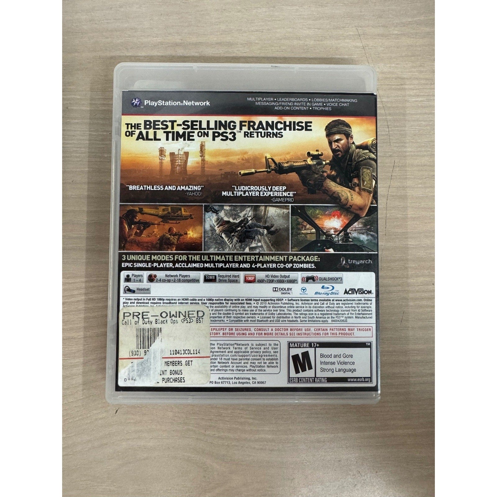 Call of Duty: Black Ops PS3 Video Game Multiplayer Shooter FPS