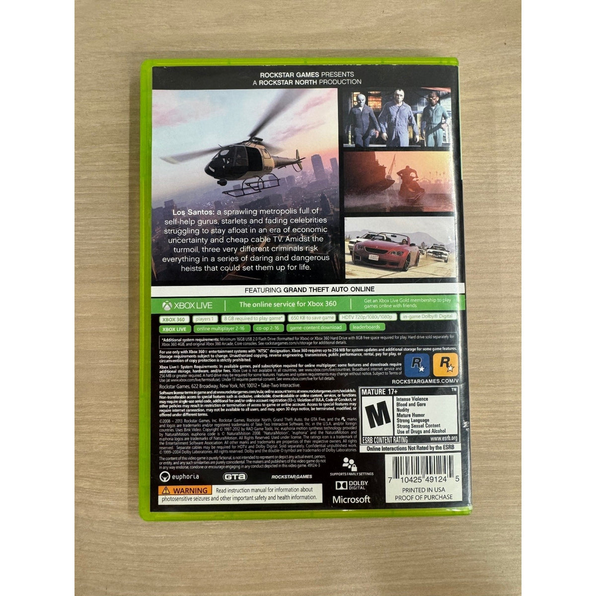 Grand Theft Auto V Xbox 360 Video Game Open World Multiplayer NTSC