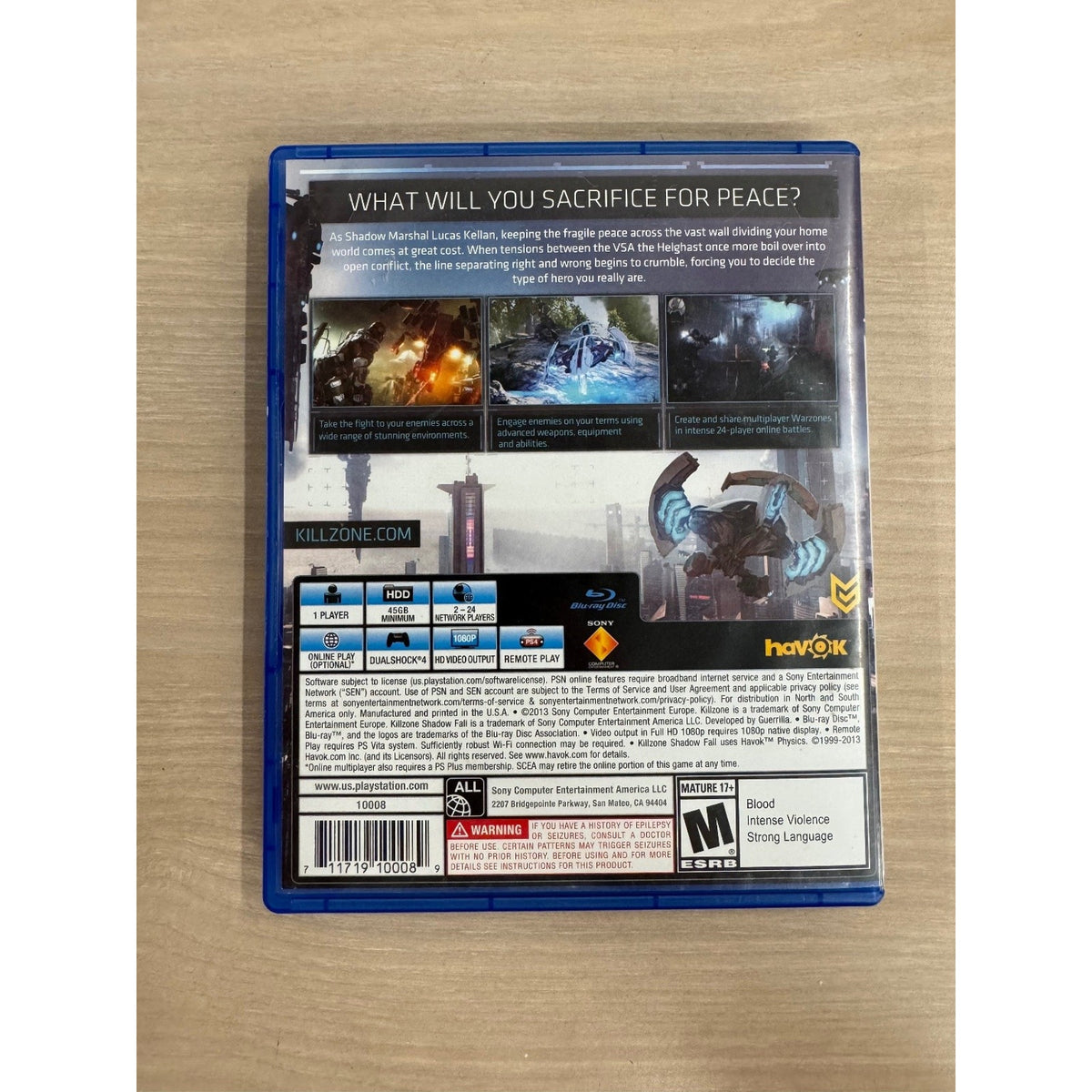 Killzone Shadow Fall PS4 PlayStation 4 Video Game FPS Multiplayer