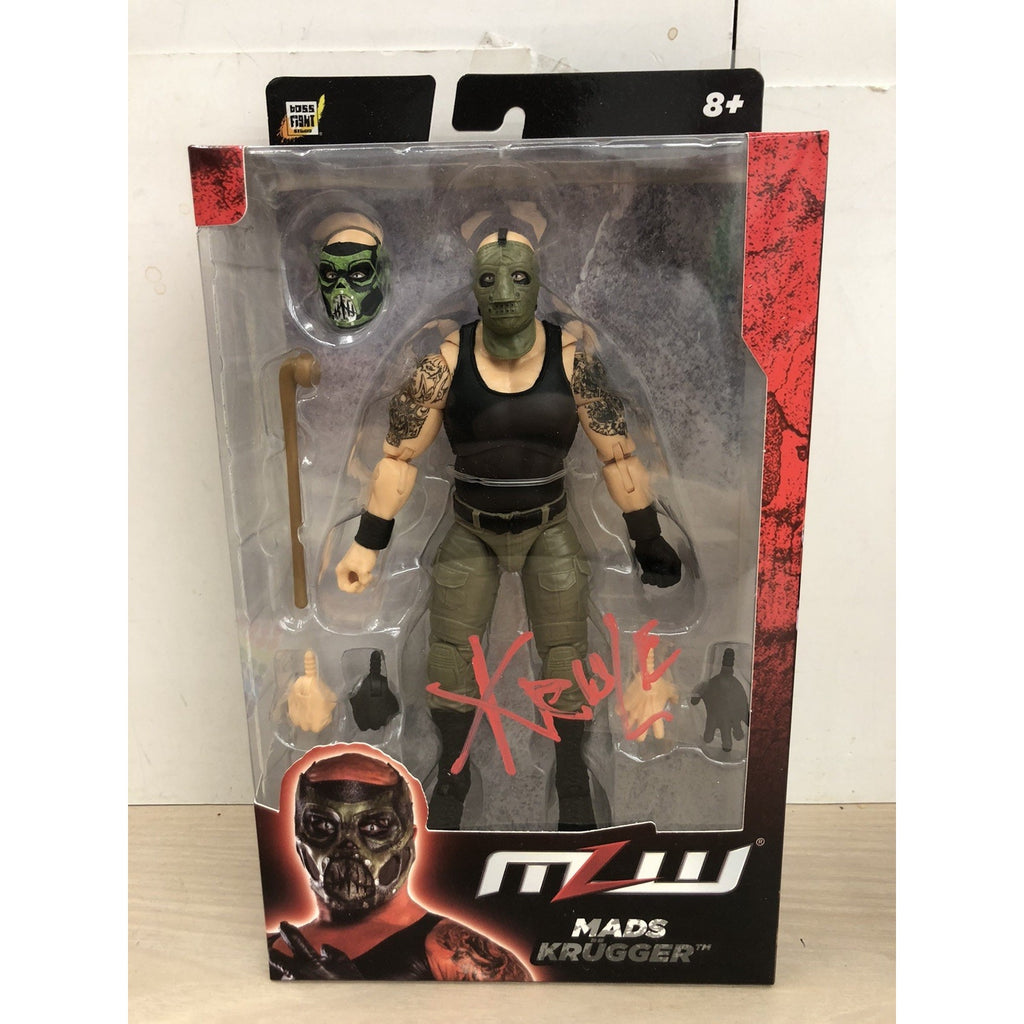 Major League Wrestling Mads KRULE Krugger Figure MLW Boss Fight SIGNED NO COA