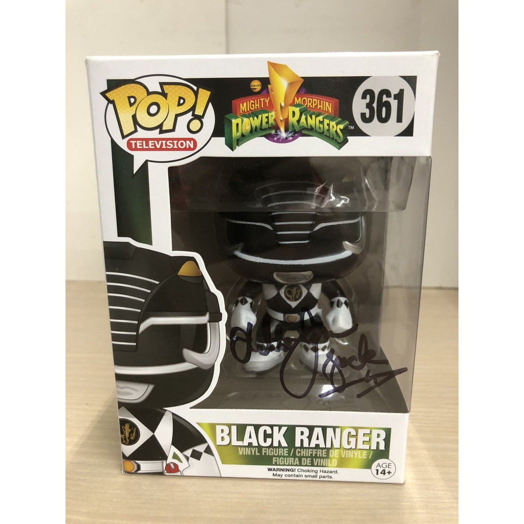 Black Power Rangers dual signed Funko by Walter Jones Inscribed Zack NO COA Auto