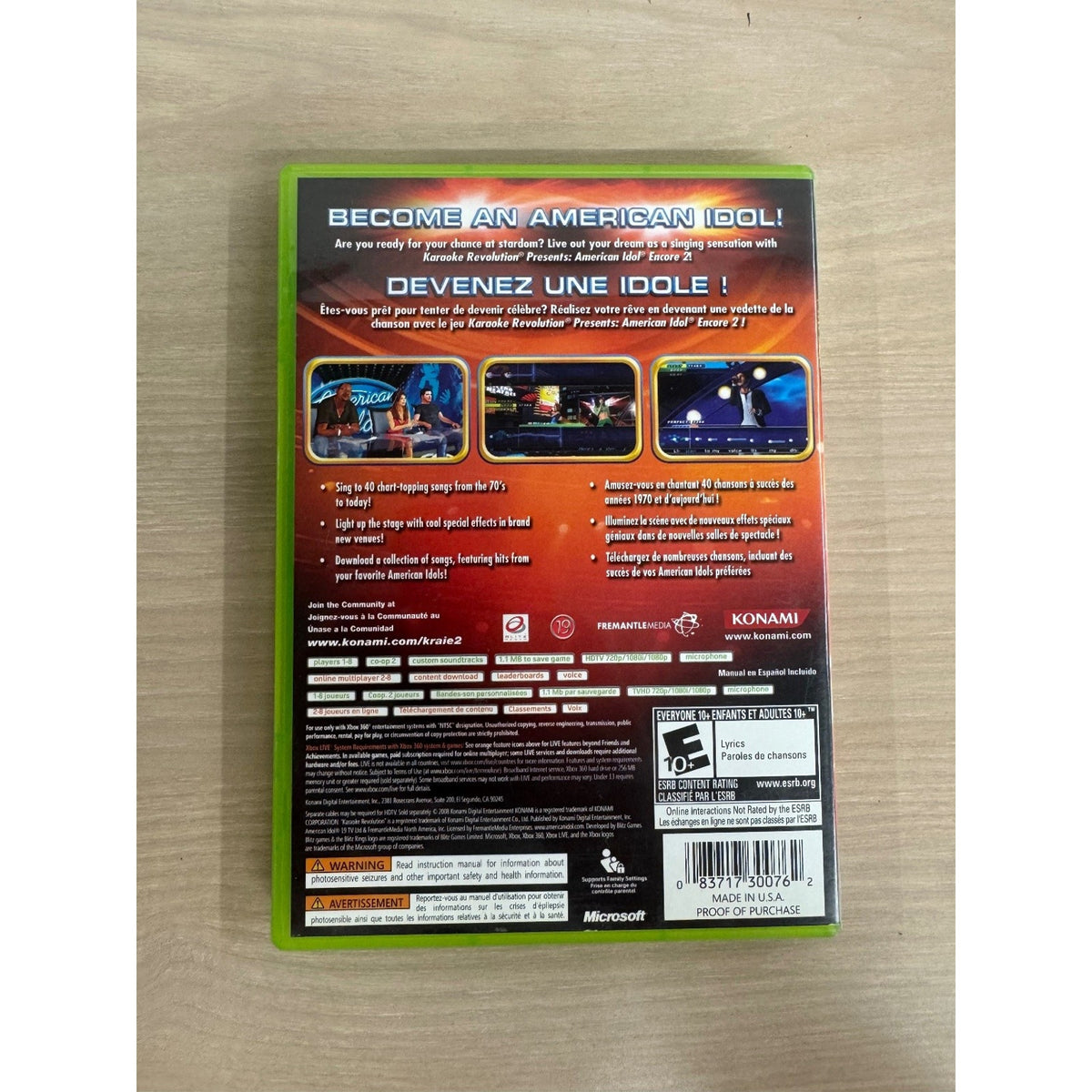 Karaoke Revolution American Idol Encore 2 Xbox 360 Video Game Music