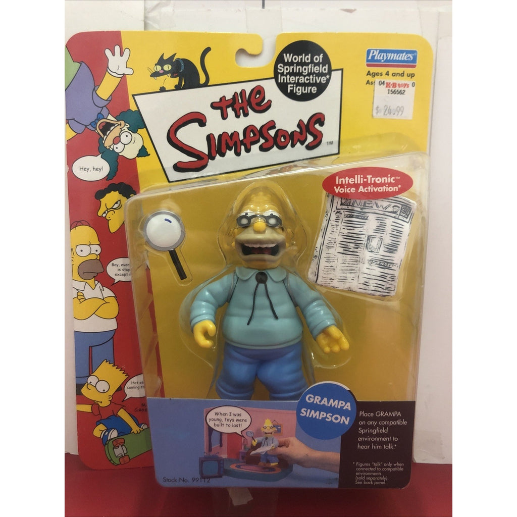 The Simpsons Grampa Simpson Series 1 Interactive Action Figure Toy NEW NIB