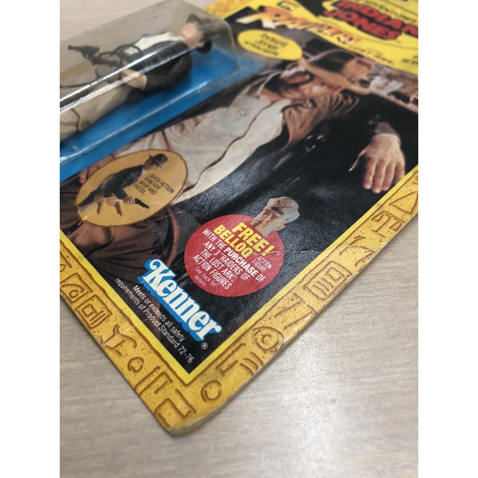 1982 Kenner Indiana Jones ROTLA Indiana Jones Action Figure 4 Back Card See Pics