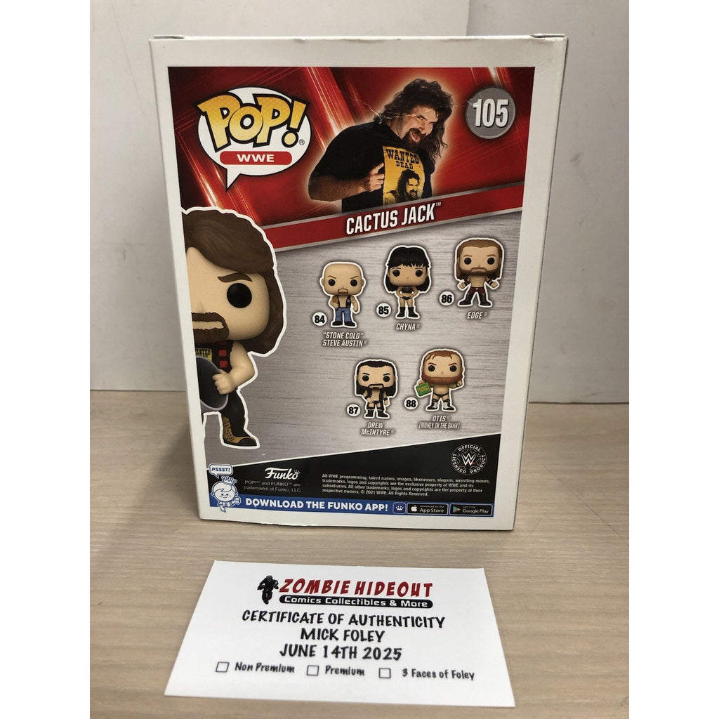 Cactus Jack Signed Funko Pop #105 W/ Inscription Autograph PSA CoA Mick Foley