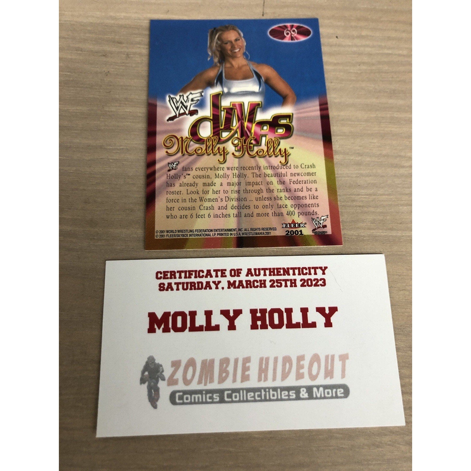 SIGNED AUTOGRAPH 2001 Fleer WWF Wrestlemania Championship Gold Molly Holly #69