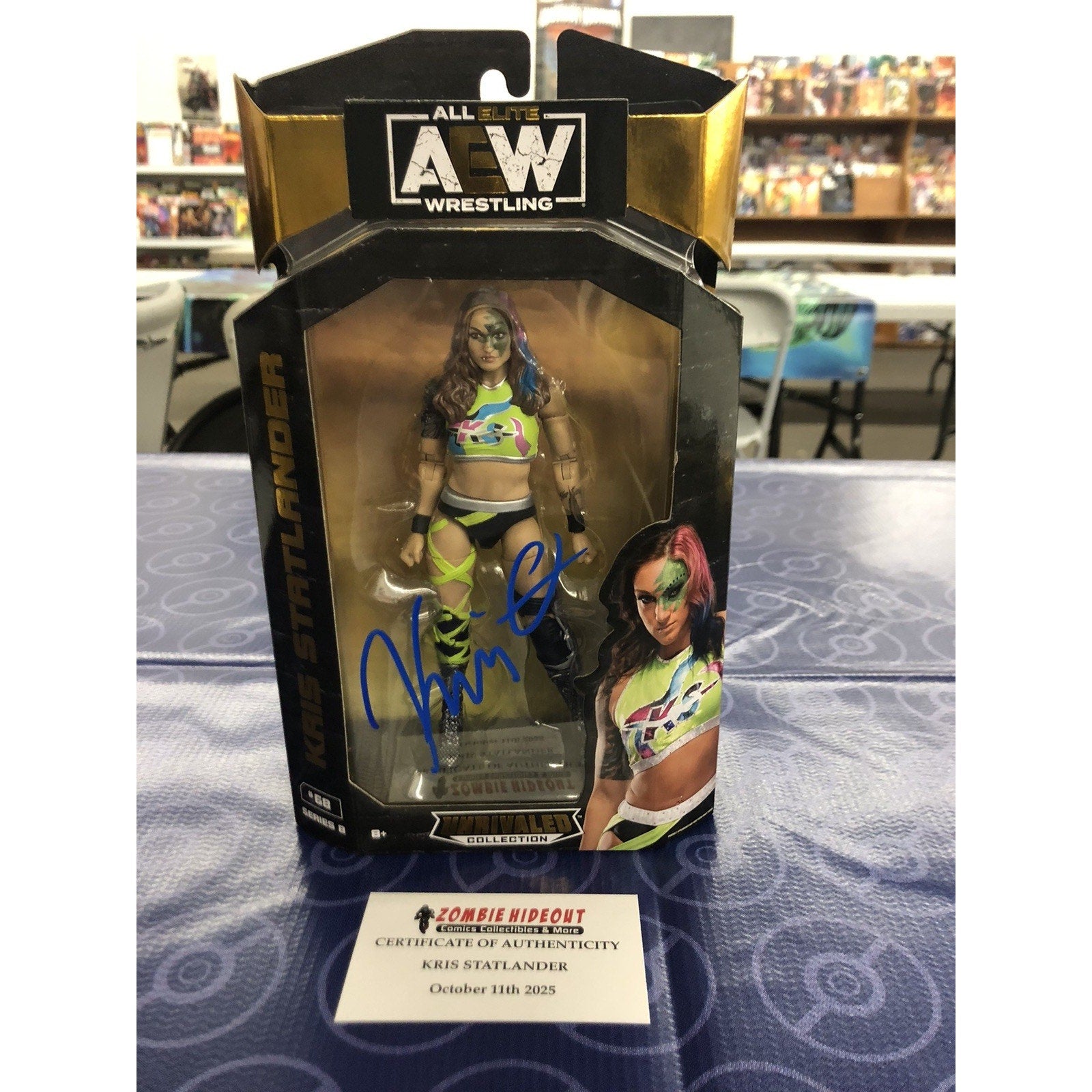 AEW Kris Statlander Signed Autograph All Elite Unrivaled BLUE INK W/Store COA