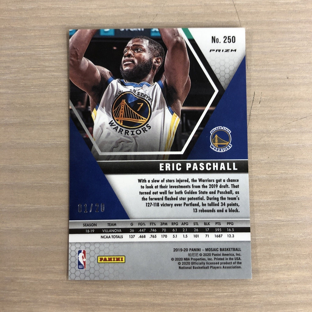 2019-20 Panini Mosaic Basketball Erik Paschall Gold Snakeskin /20