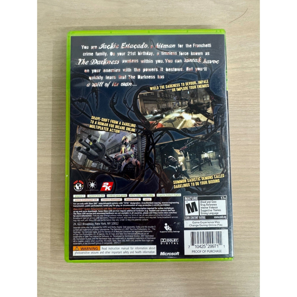 The Darkness Xbox 360 Video Game First Person Shooter FPS Action NTSC