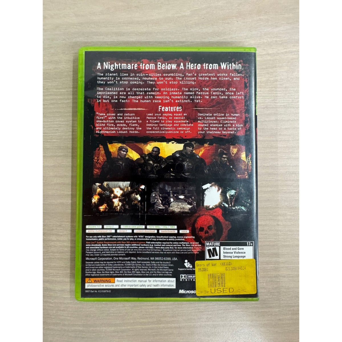 Gears of War Xbox 360 Video Game NTSC Multiplayer Shooter Action