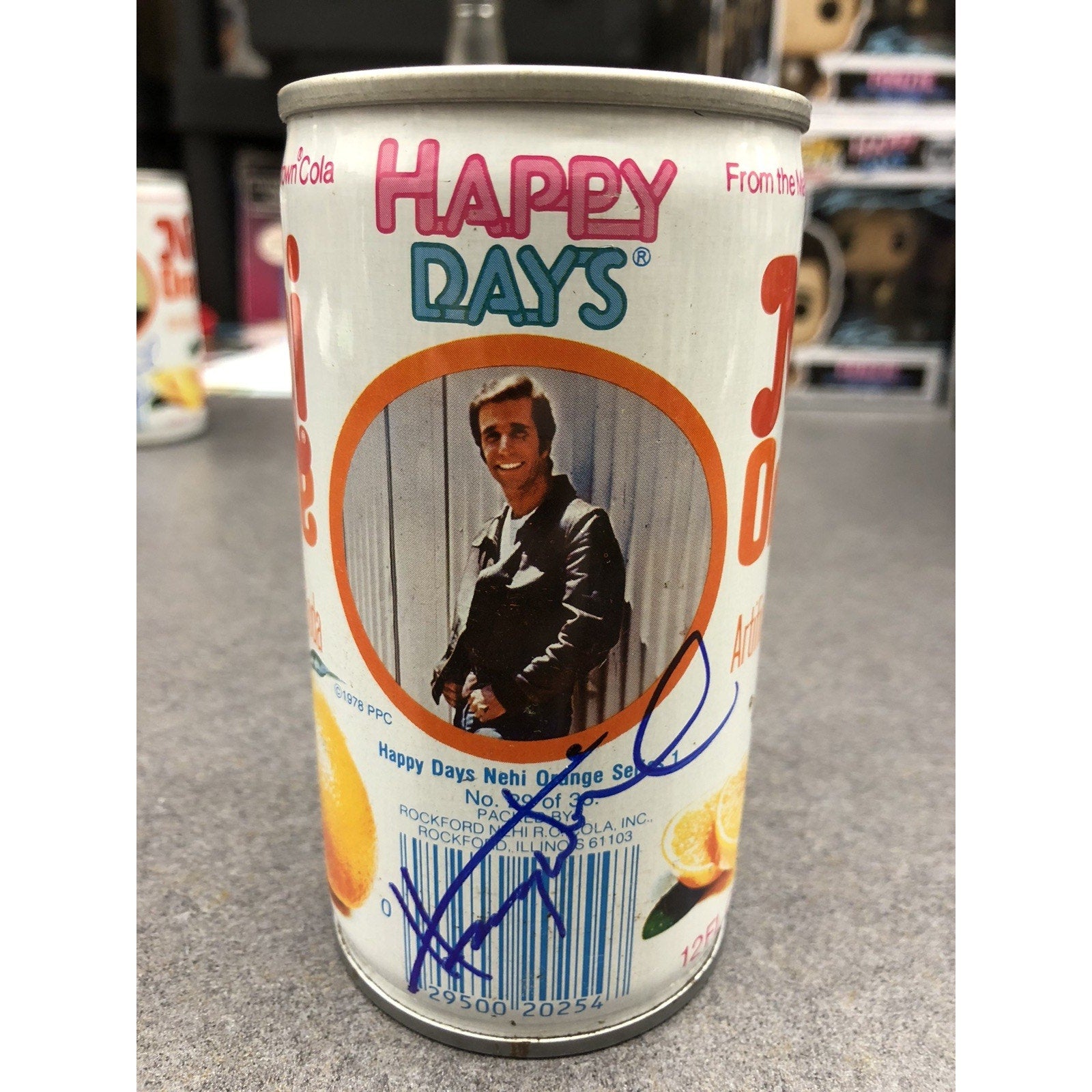 Henry Winkler Signed 1970's Nehi Happy Days Fonzie Orange Soda can, #29 PSA Auto