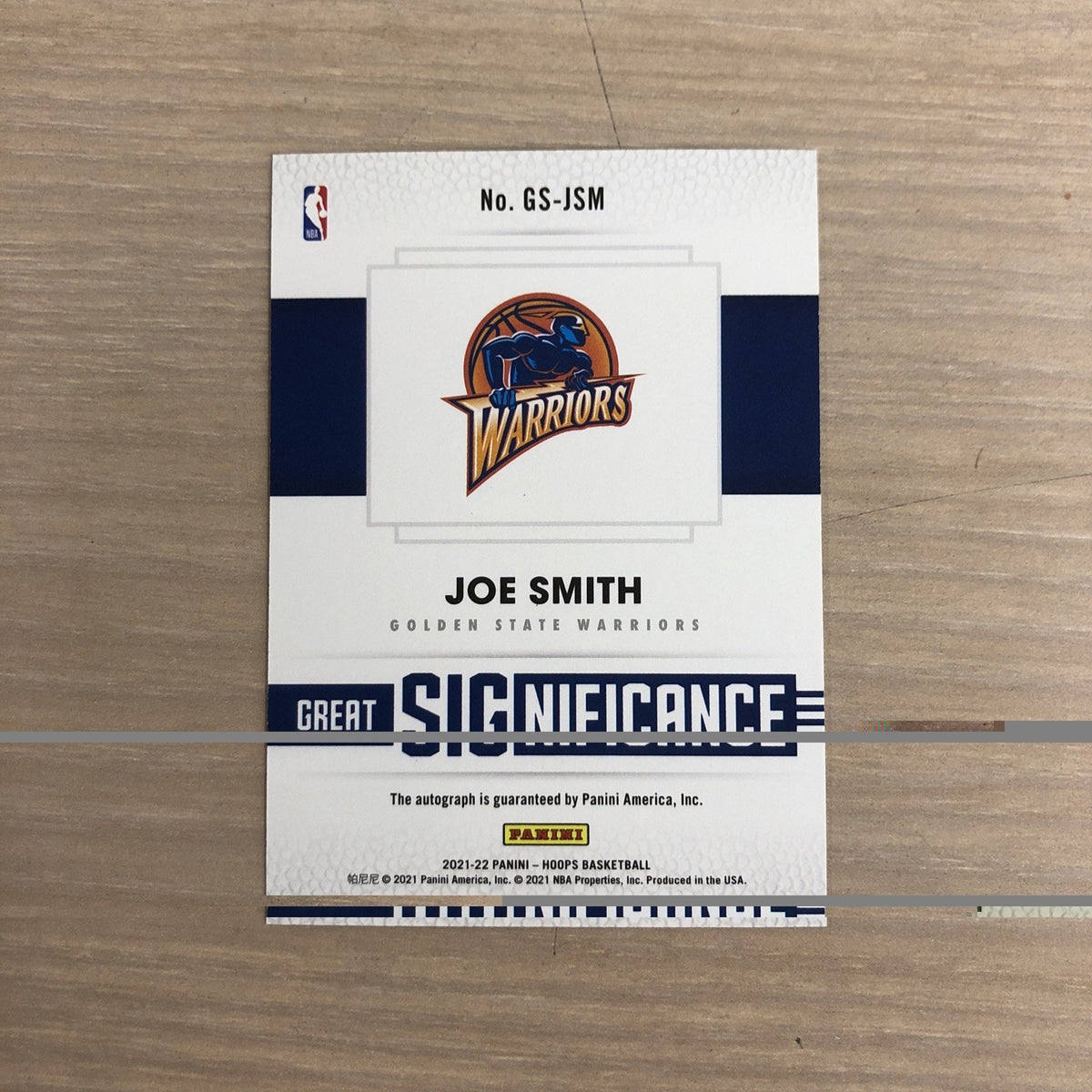 2021-22 Panini Hoops Basketball Joe Smith Great Significance Auto /10