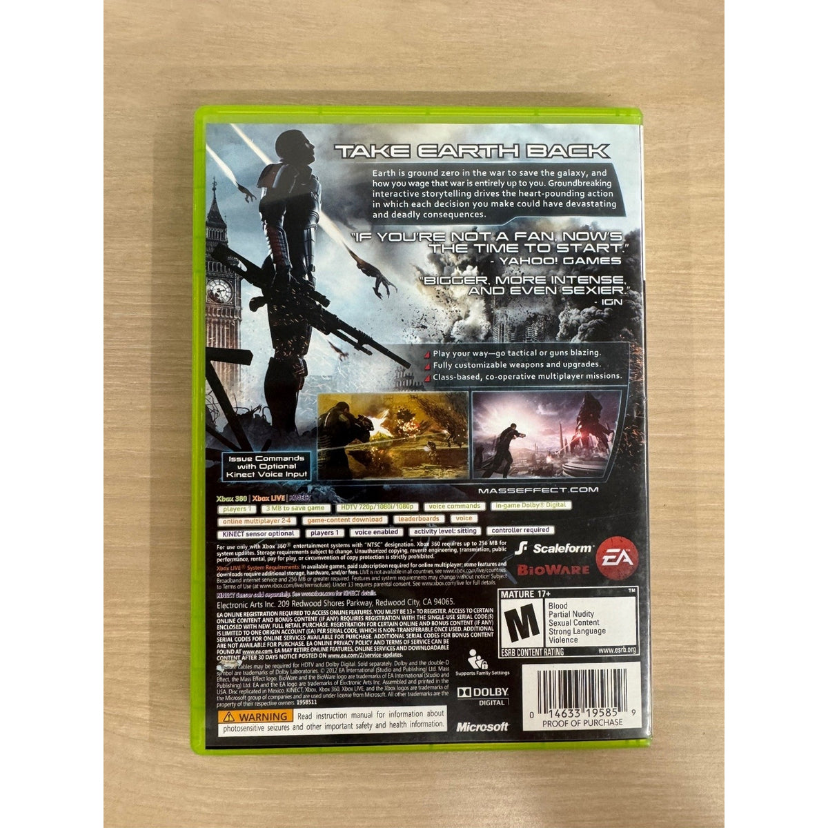 Mass Effect 3 Xbox 360 Video Game RPG Action Multiplayer Online