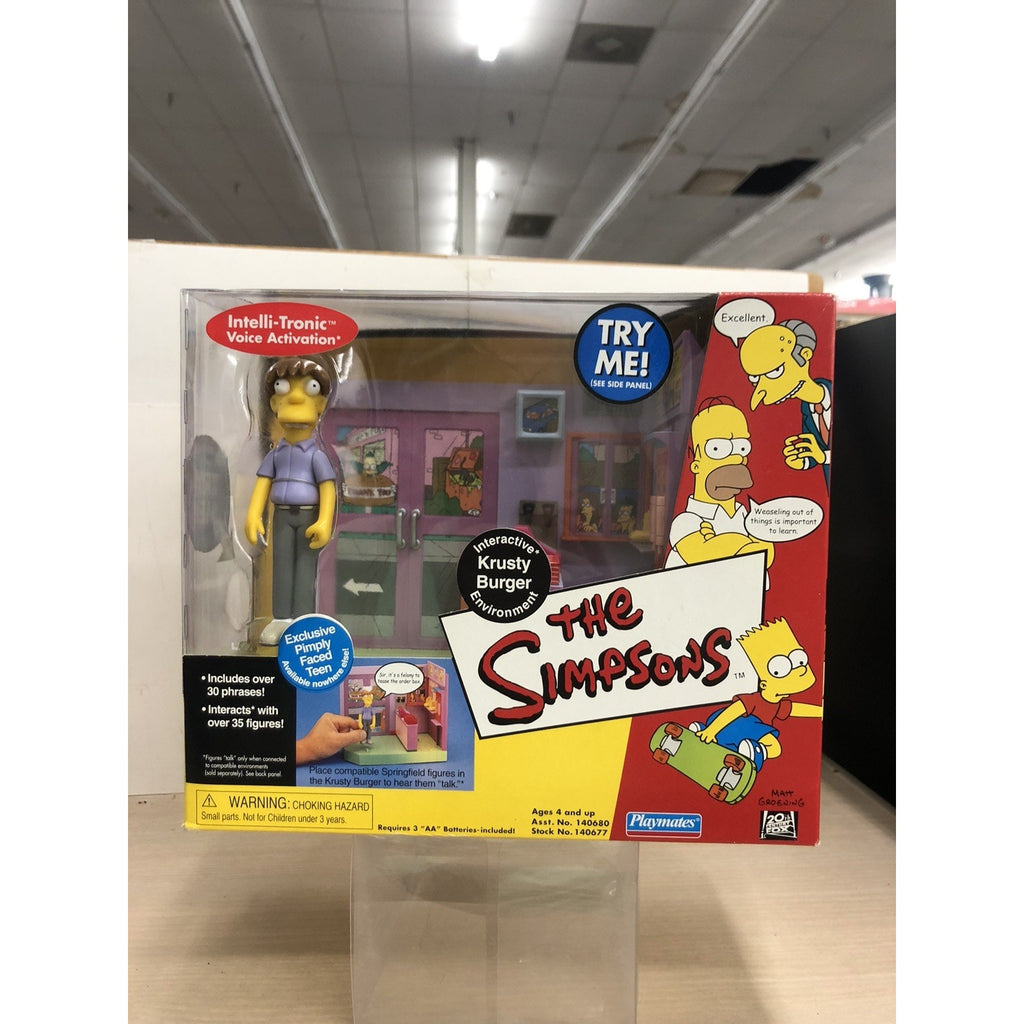 Simpsons Krusty Burger Pimply Faced Teen Action Figure Interactive Playmates New
