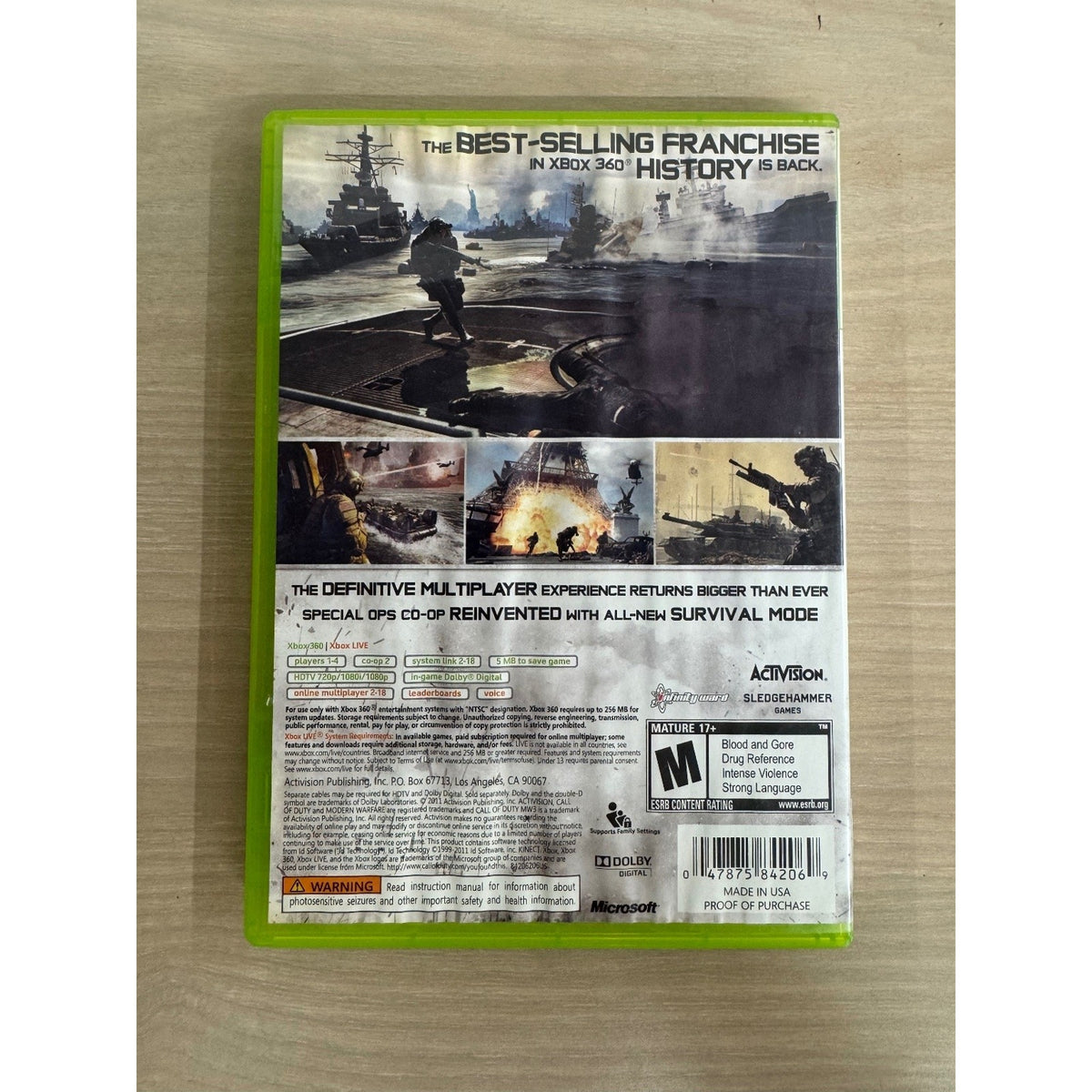 Call of Duty MW3 Xbox 360 Video Game Multiplayer Action FPS