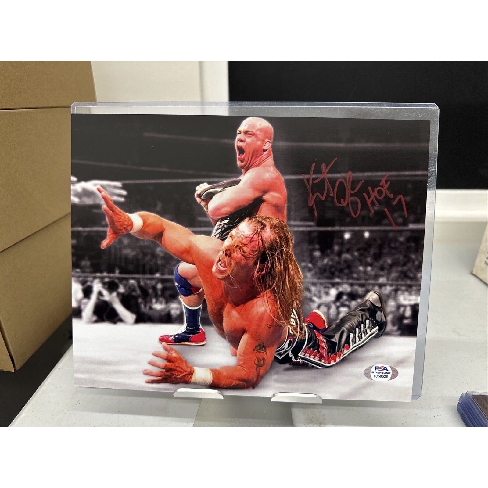 Kurt Angle Signed 8x10 Photo PSA COA WWE Wrestling Autograph